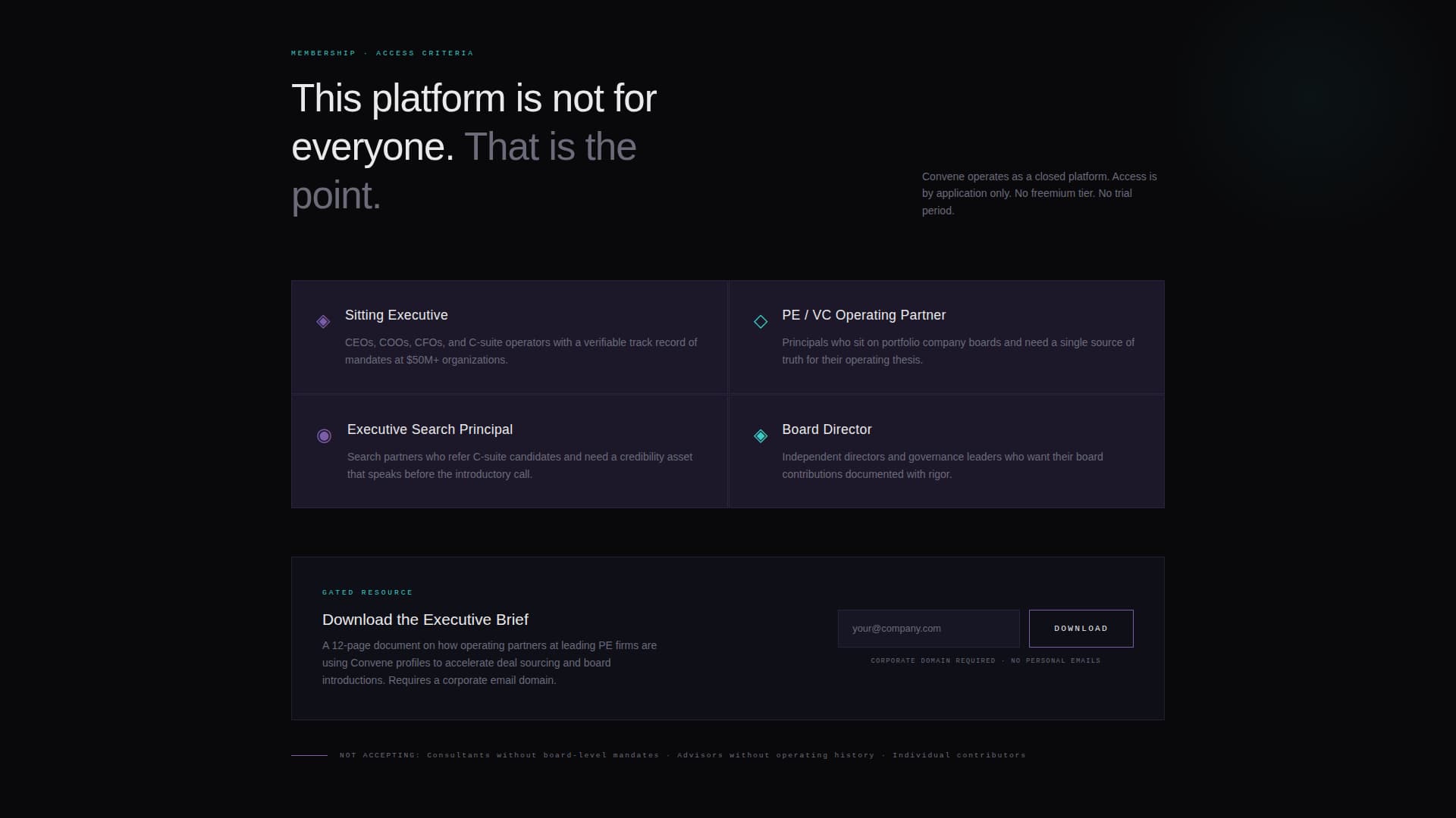 Convene - Immersive Executive Landing Page Template