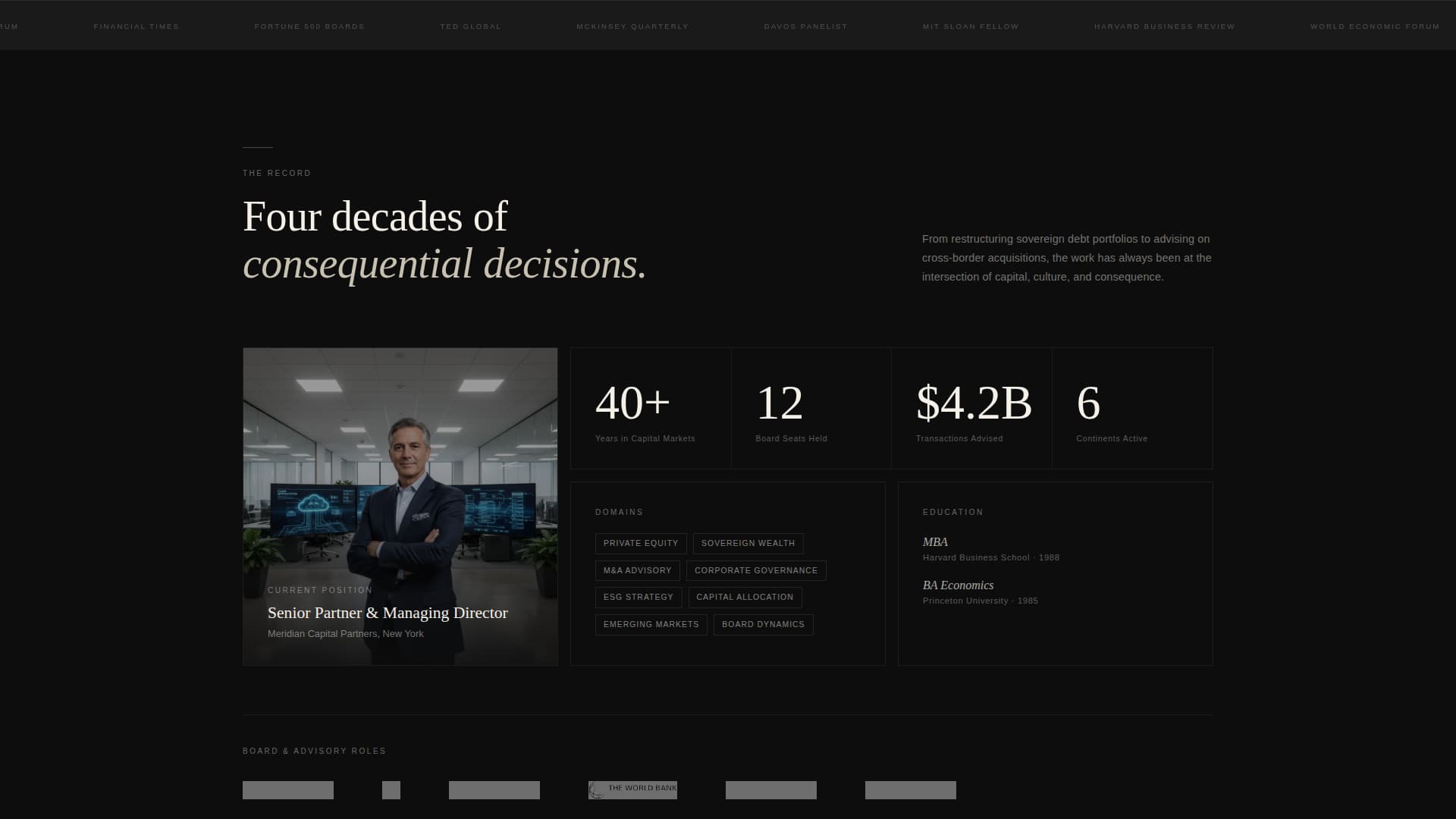 Presence - Authoritative Executive Landing Page Template
