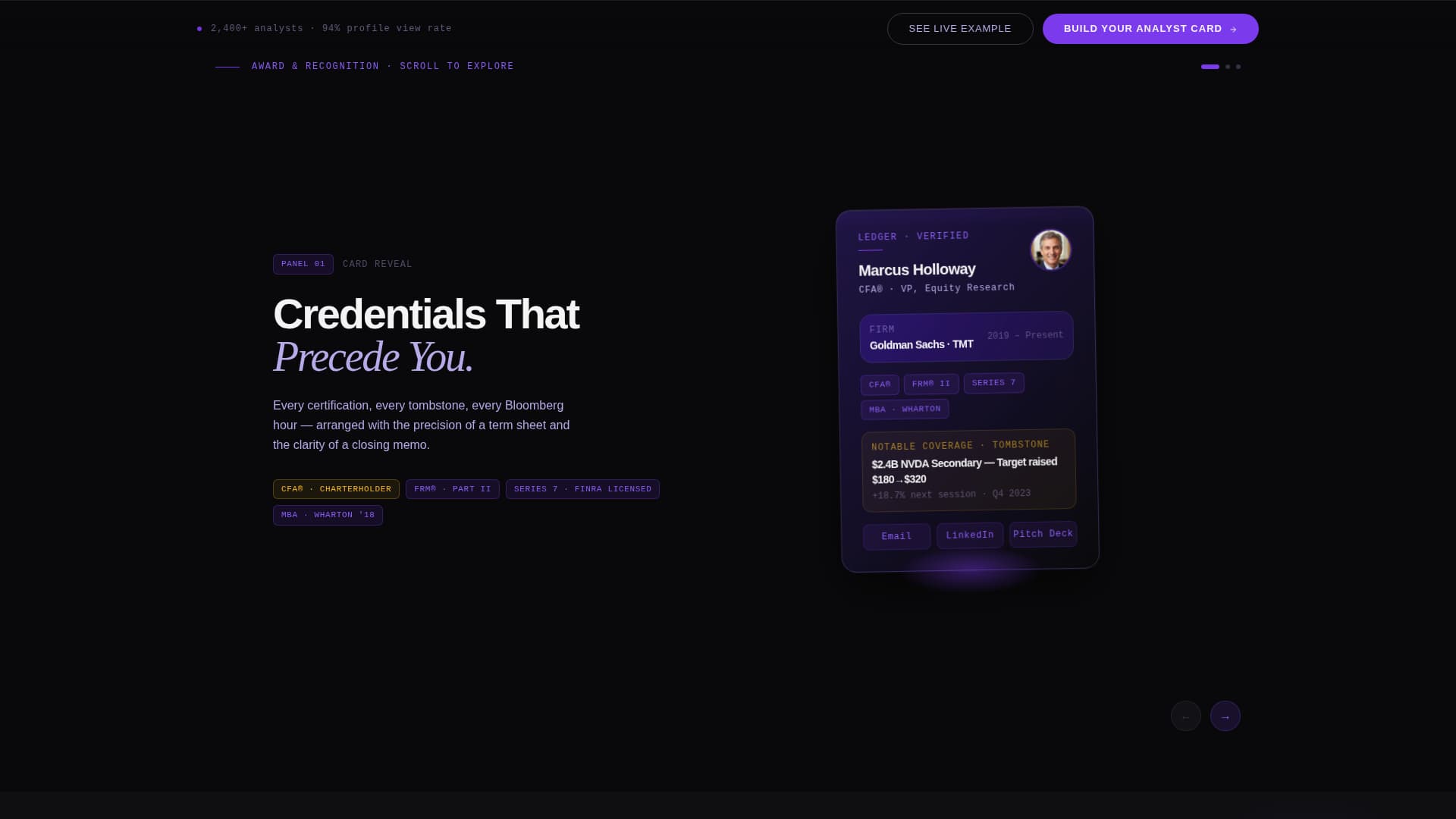 Financial Analyst Profile Specialist Professional Website Template