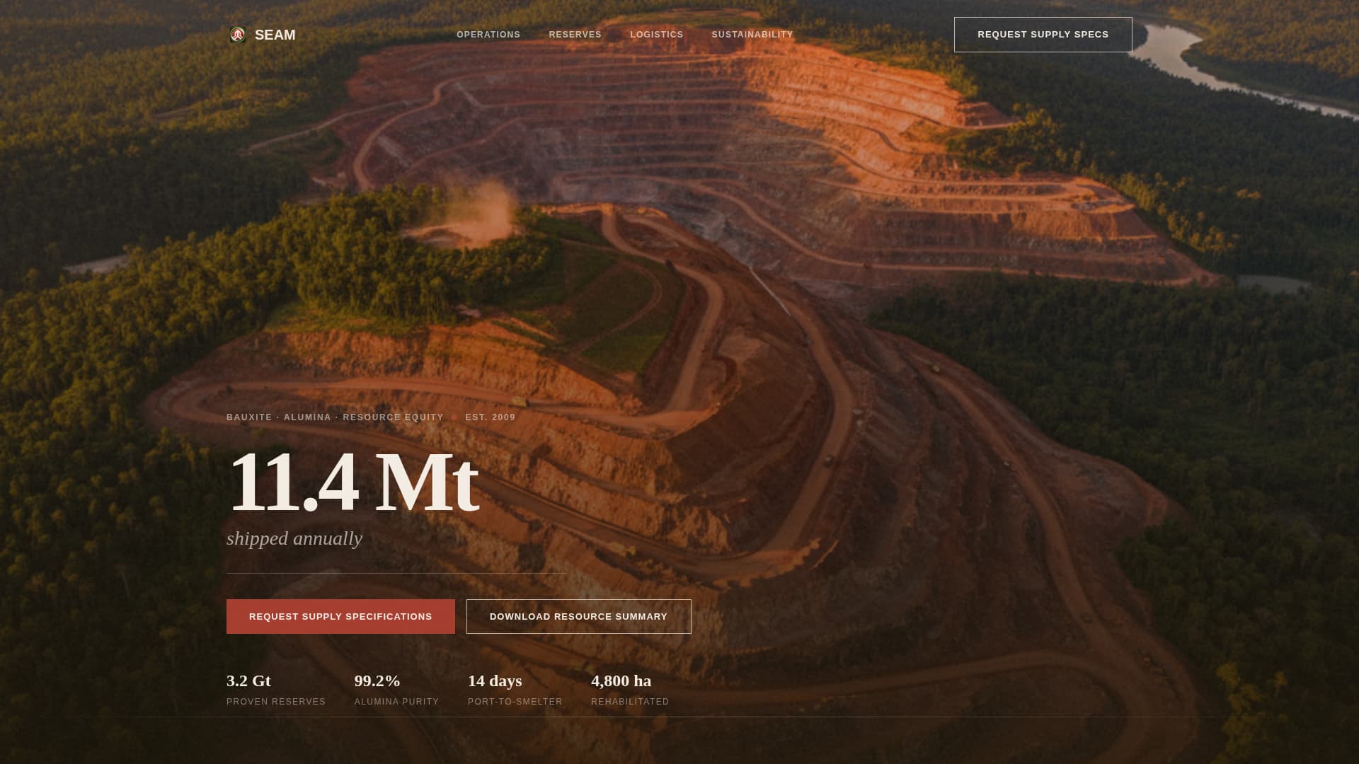 Seam - Powerful Bauxitemining Landing Page Template