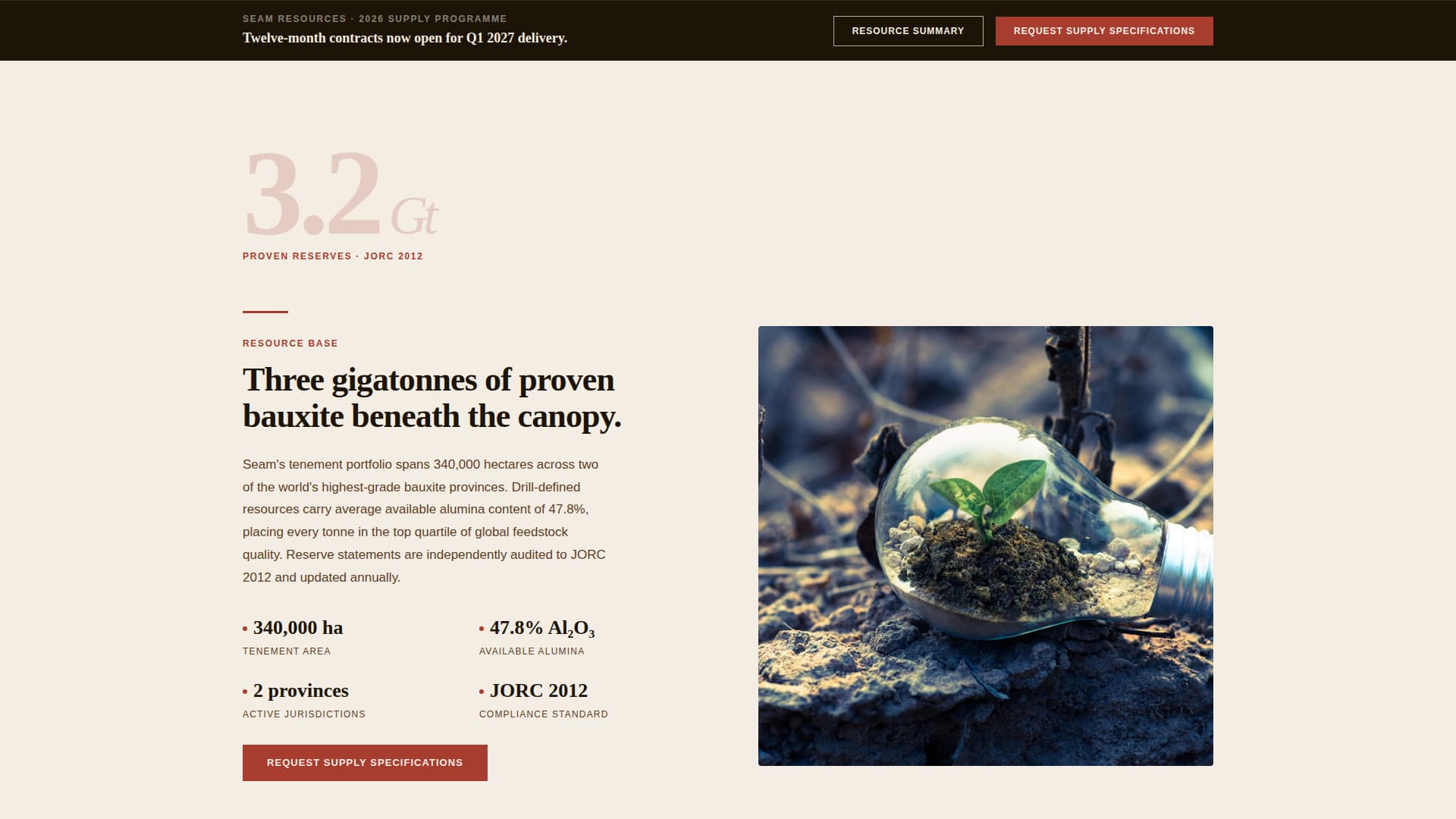 Seam - Powerful Bauxitemining Landing Page Template