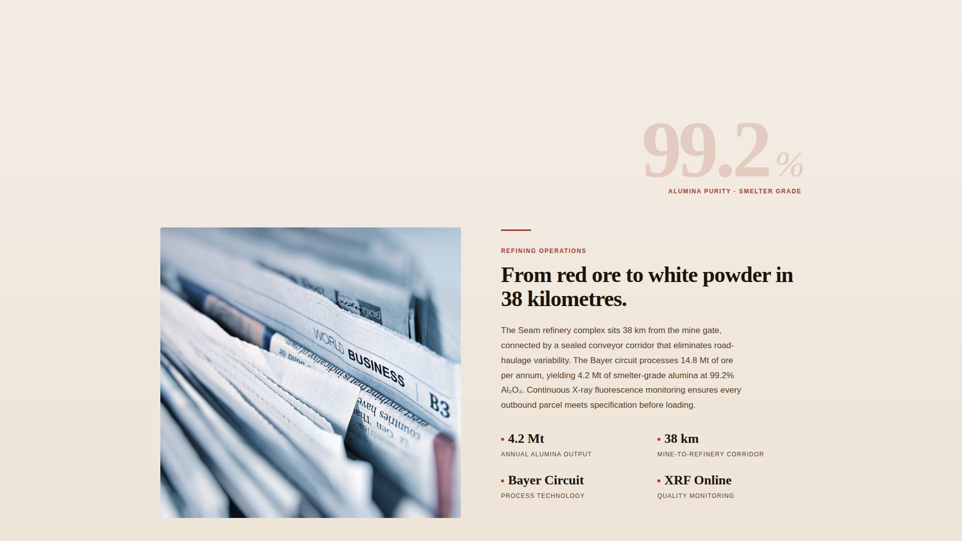Seam - Powerful Bauxitemining Landing Page Template