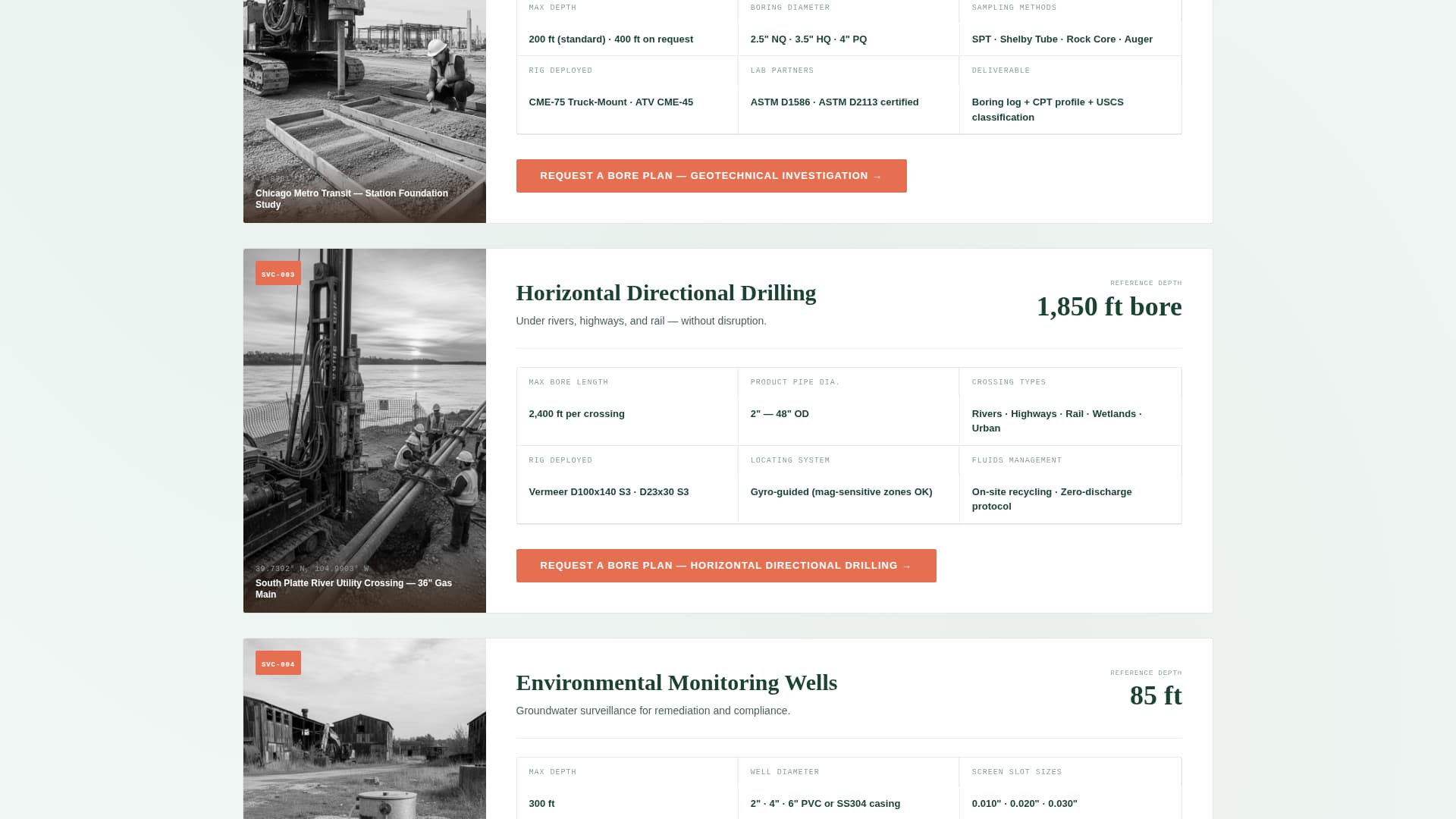Bore - Precision Drilling Landing Page Template