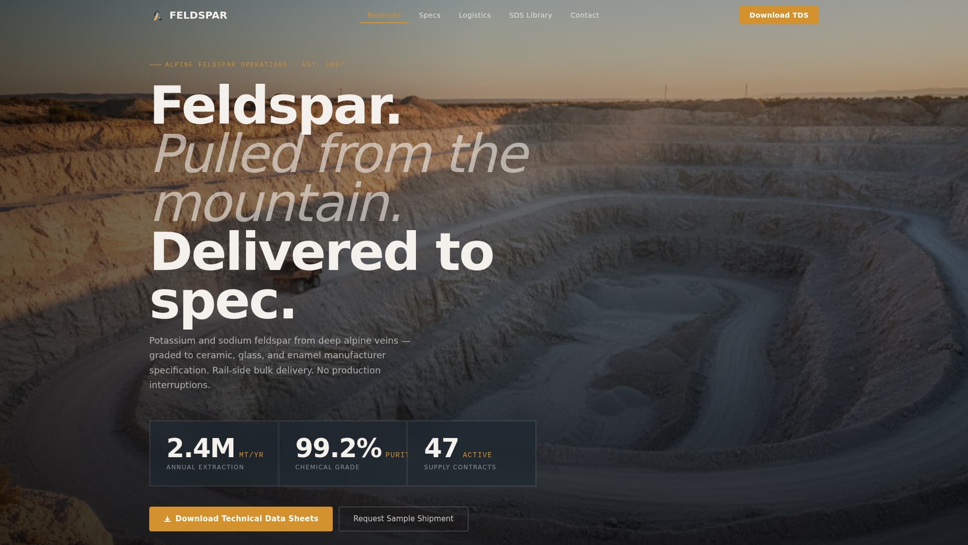 Feldspar - Highpurity Mining Landing Page Template