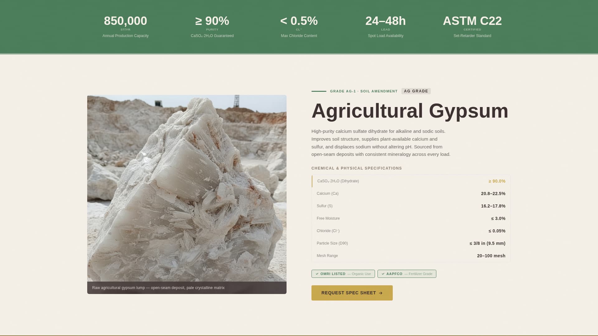 Quarry - Reliable Gypsum Landing Page Template