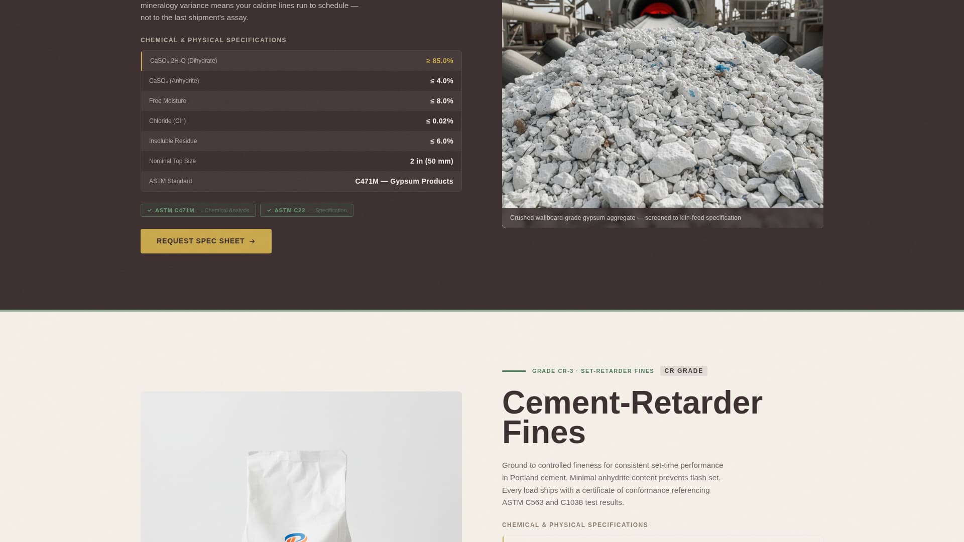 Quarry - Reliable Gypsum Landing Page Template