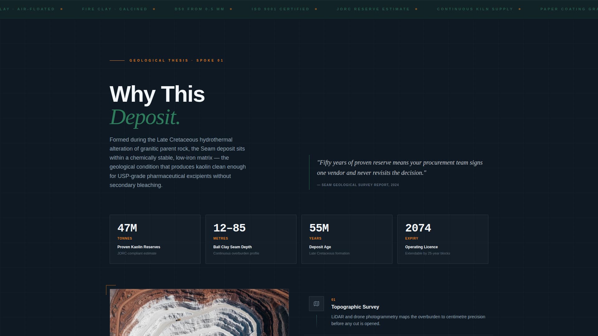 Seam - Precision Kaolin Landing Page Template