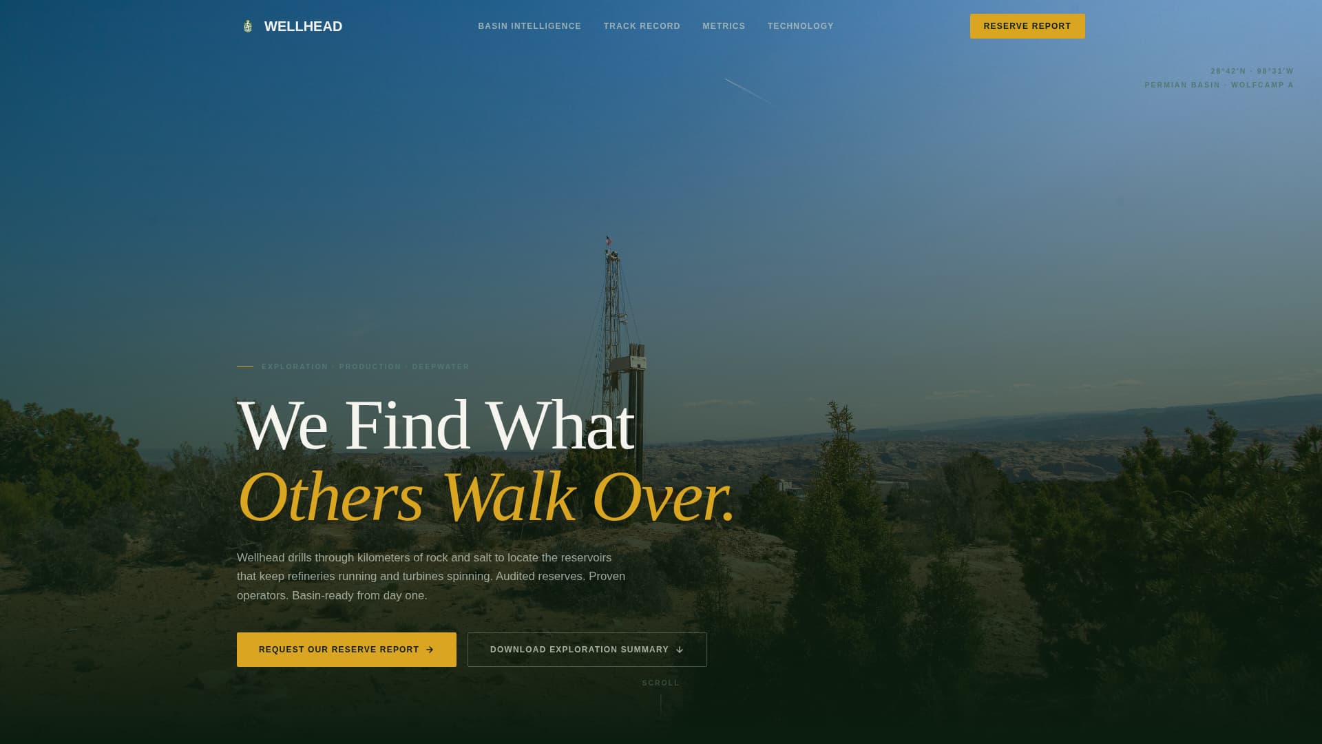 Wellhead - Precision Exploration Landing Page Template