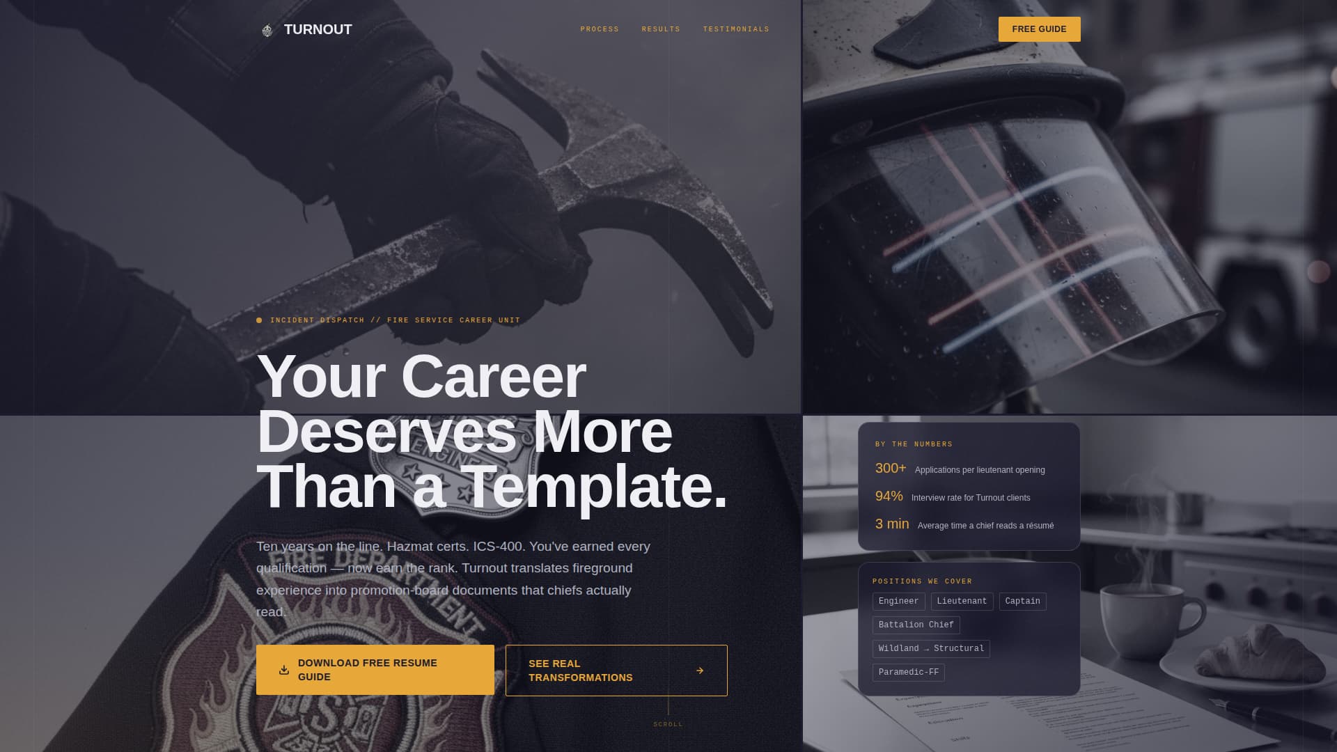 Turnout - Elite Firefighter Landing Page Template