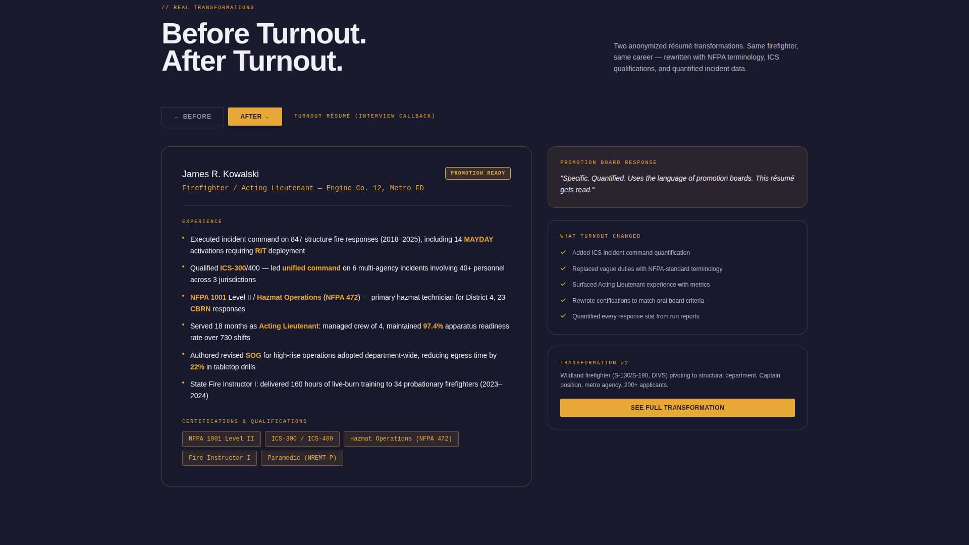 Turnout - Elite Firefighter Landing Page Template
