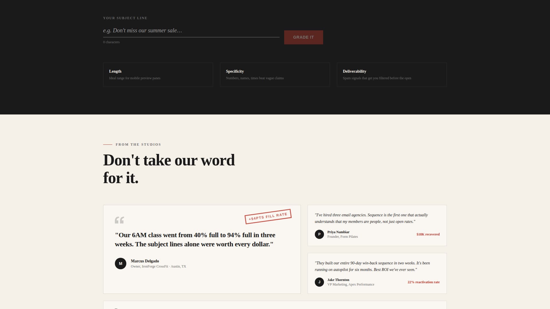 Sequence - Immersive Fitness Email Landing Page Template