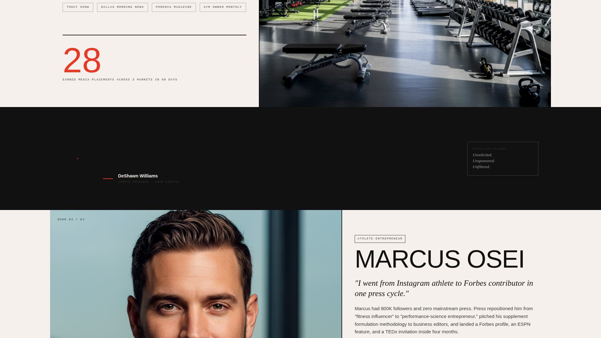 Press - Bold Fitness PR Landing Page Template