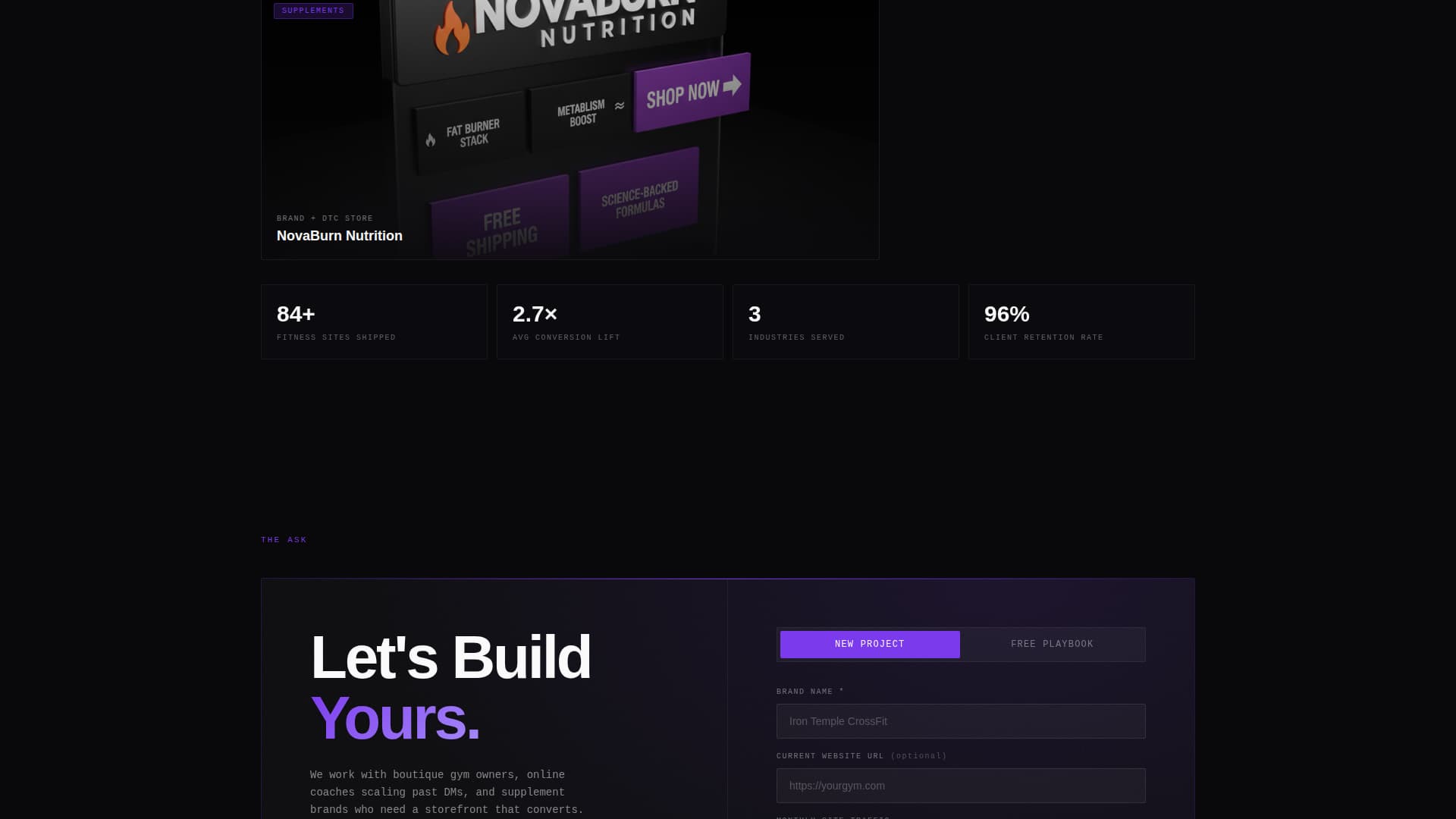 Built - Bold Fitness Agency Landing Page Template