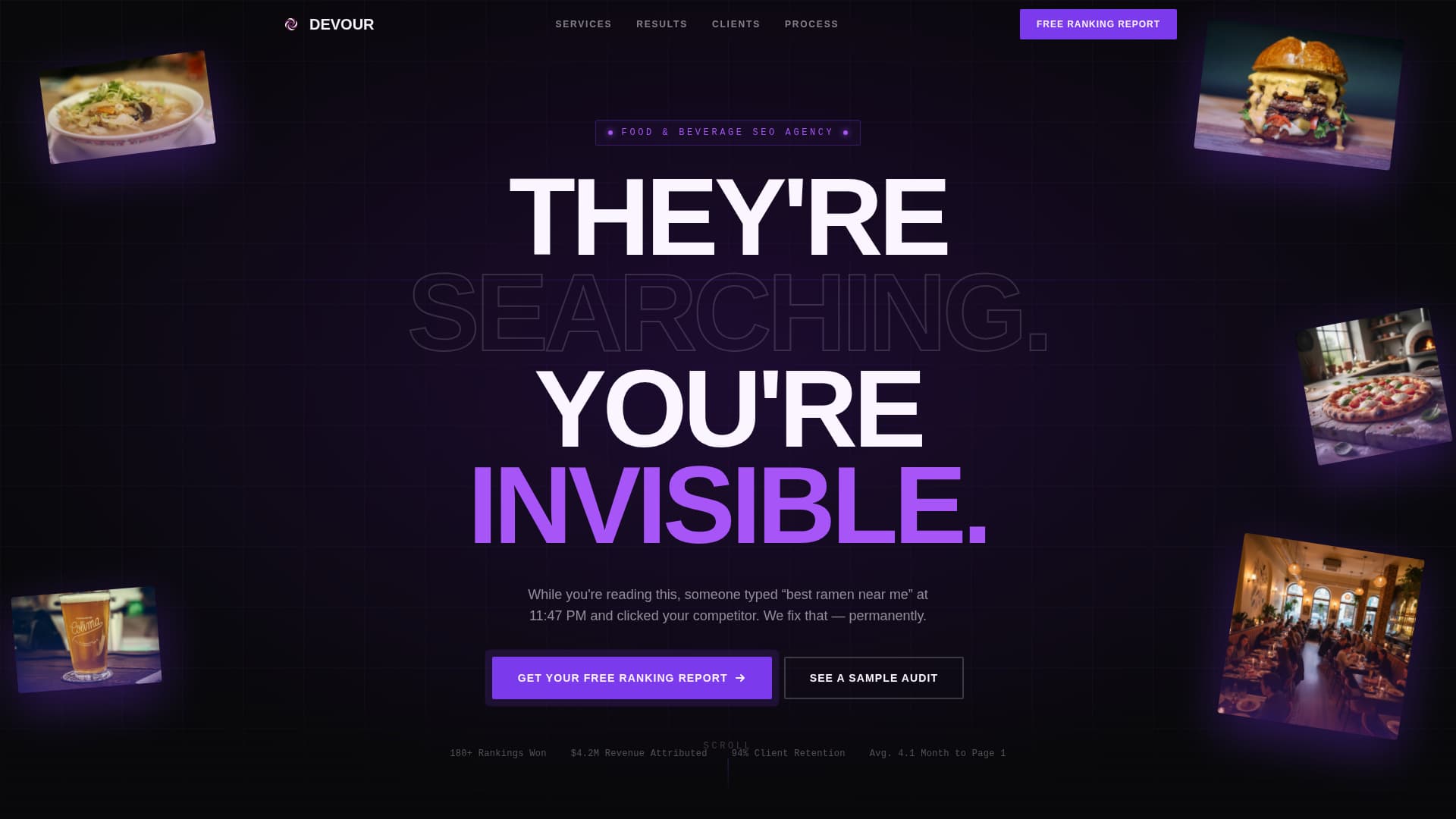 Devour - Bold Food SEO Landing Page Template