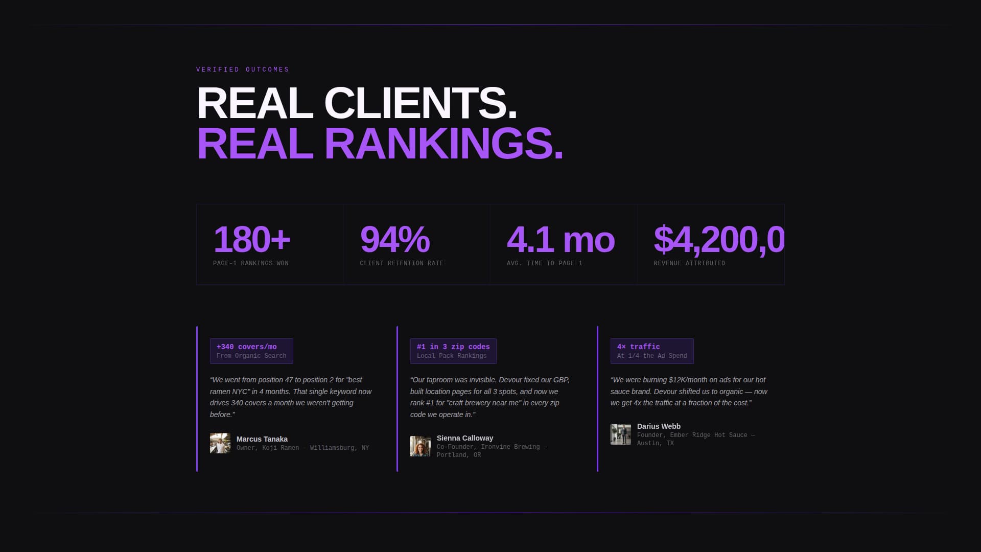 Devour - Bold Food SEO Landing Page Template