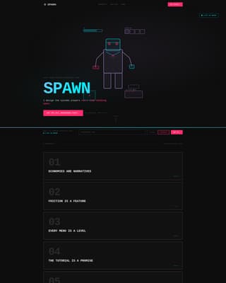 Spawn - Bold Game Designer Landing Page Template