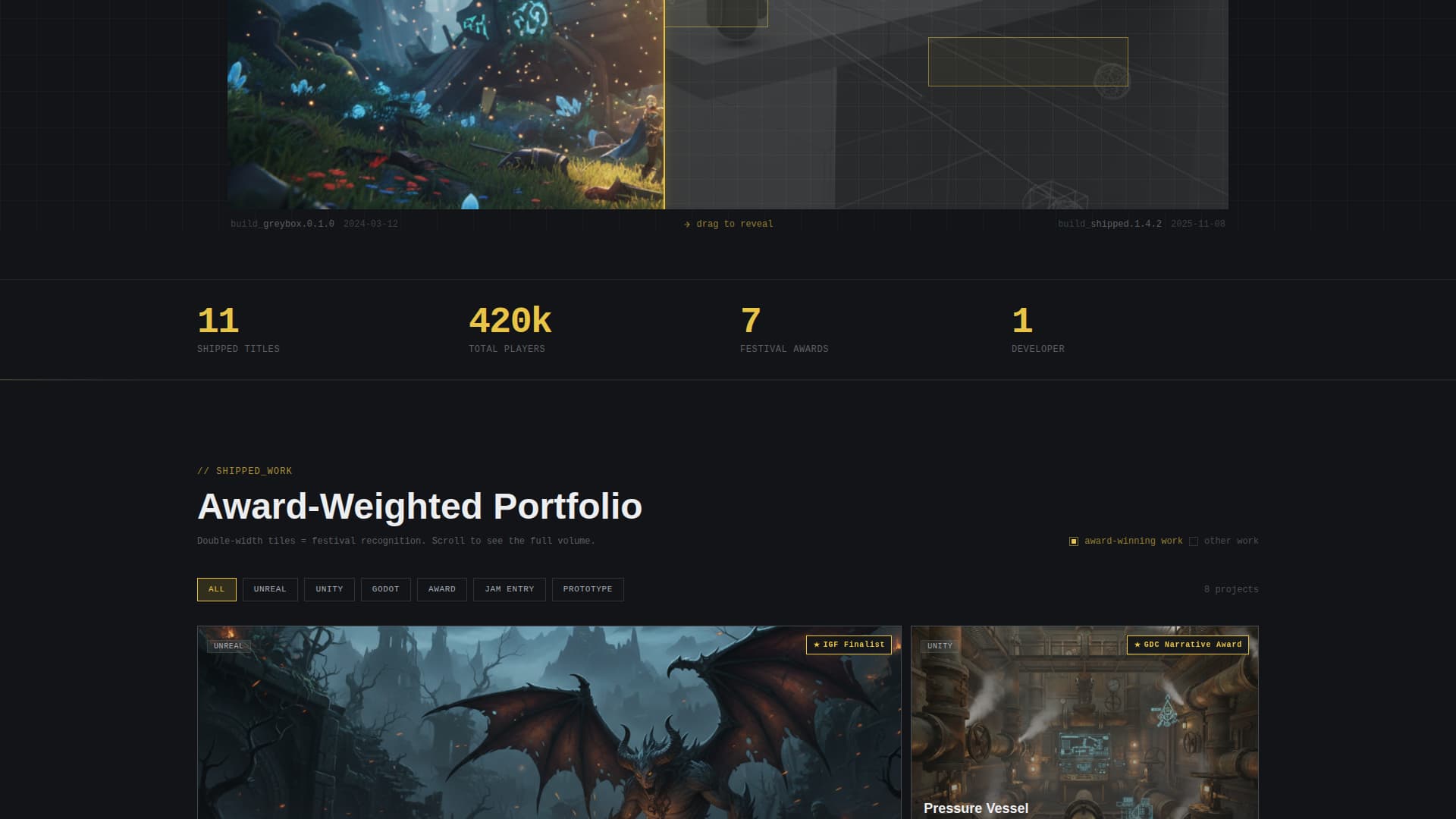 Forge - Award Winning Game Developer Landing Page Template