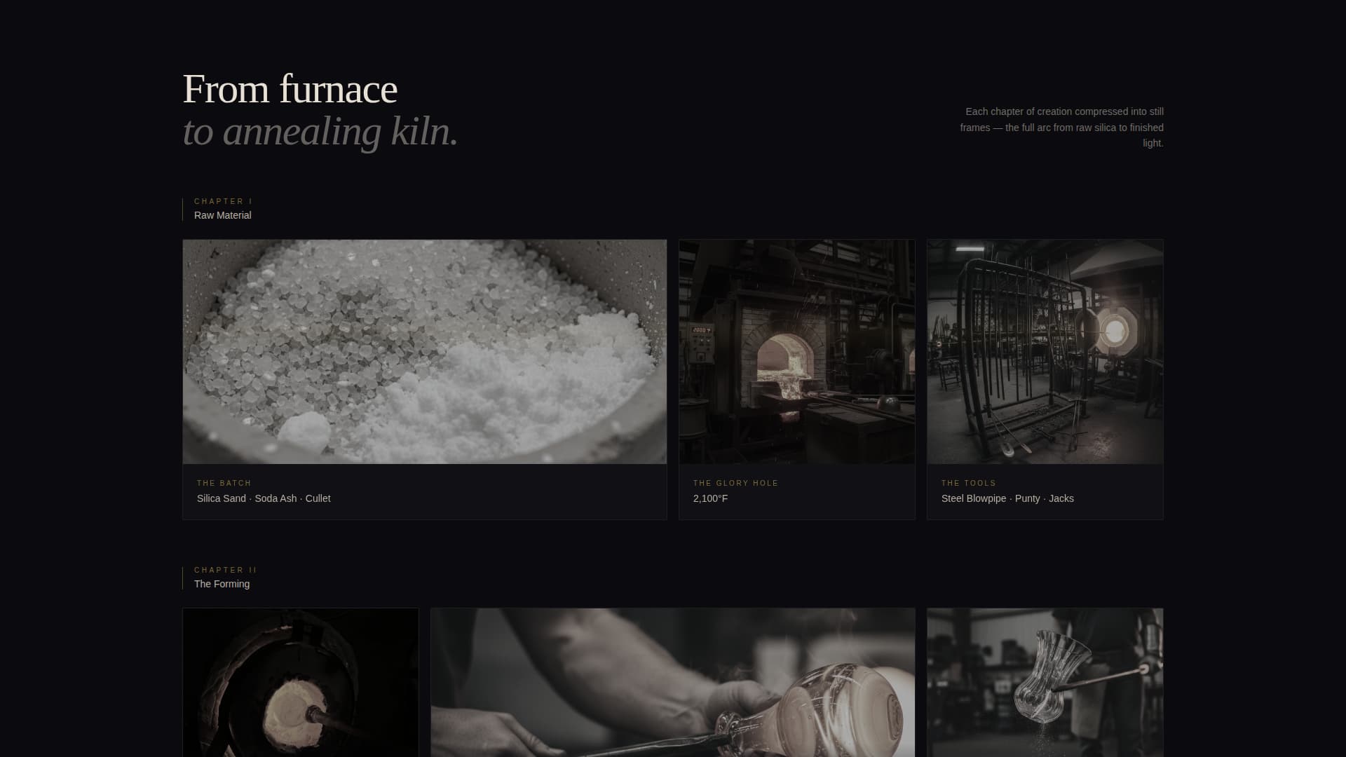 Forge - Cinematic Glassblower Landing Page Template