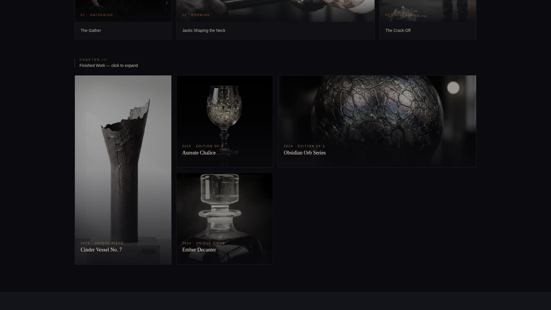 Forge - Cinematic Glassblower Landing Page Template