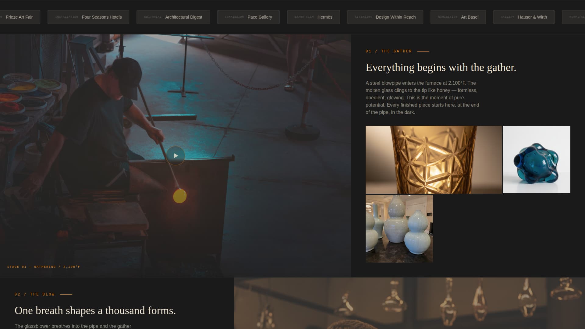 Gather - Captivating Glassblower Landing Page Template