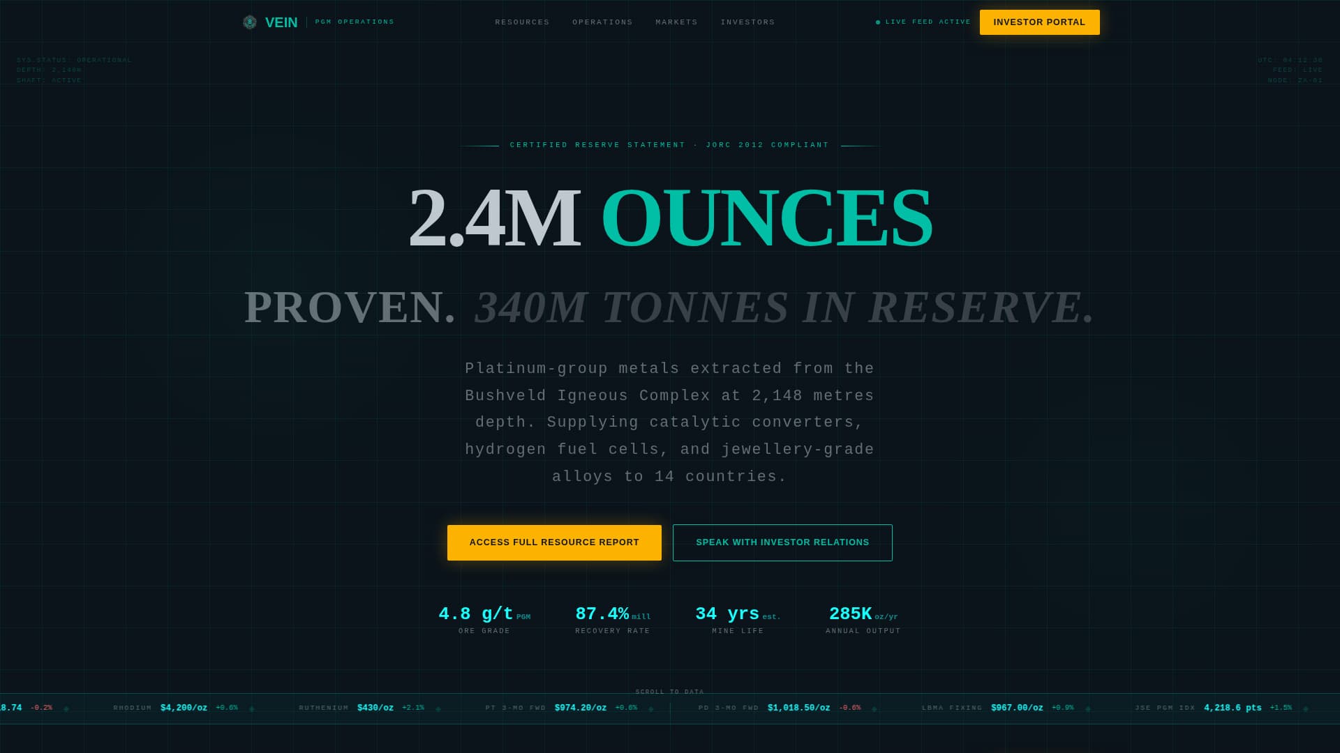Vein - Powerful Platinummining Landing Page Template