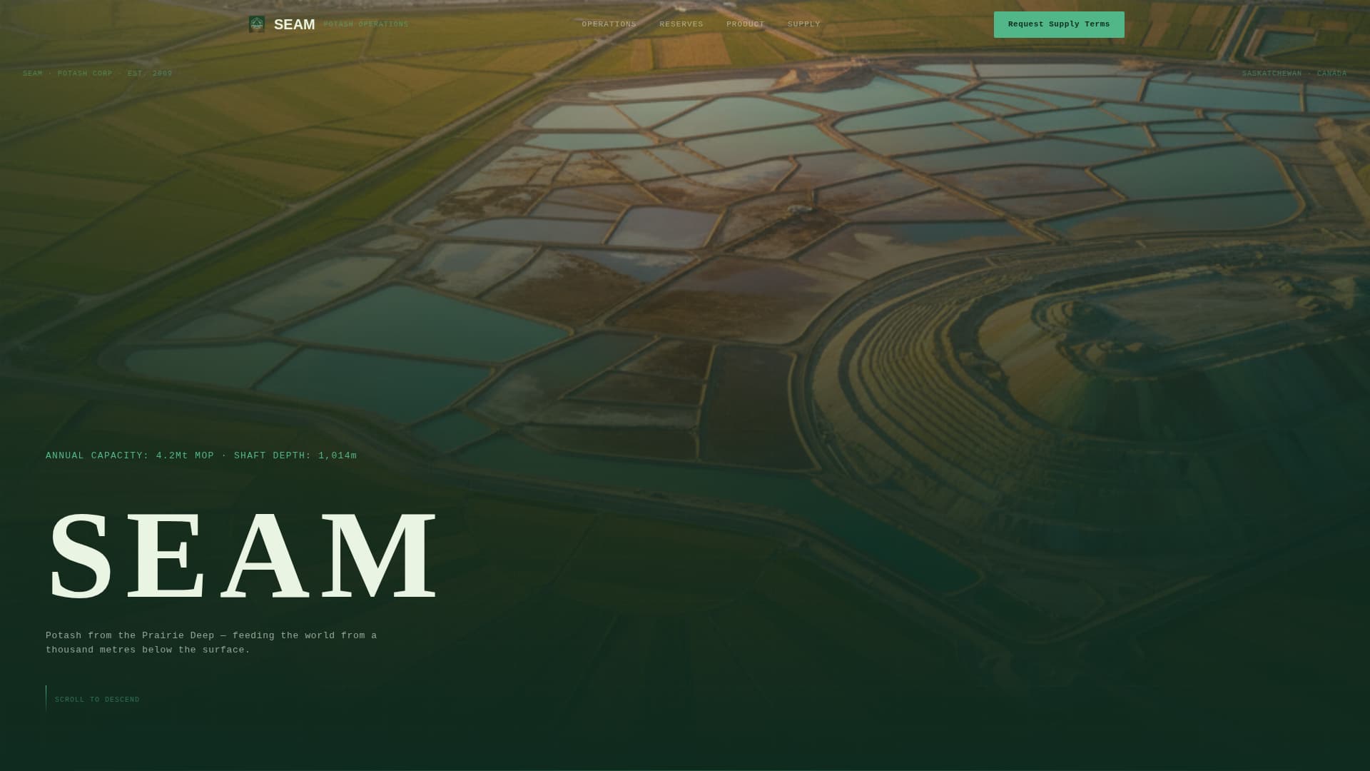 Seam - Industrial Potash Landing Page Template