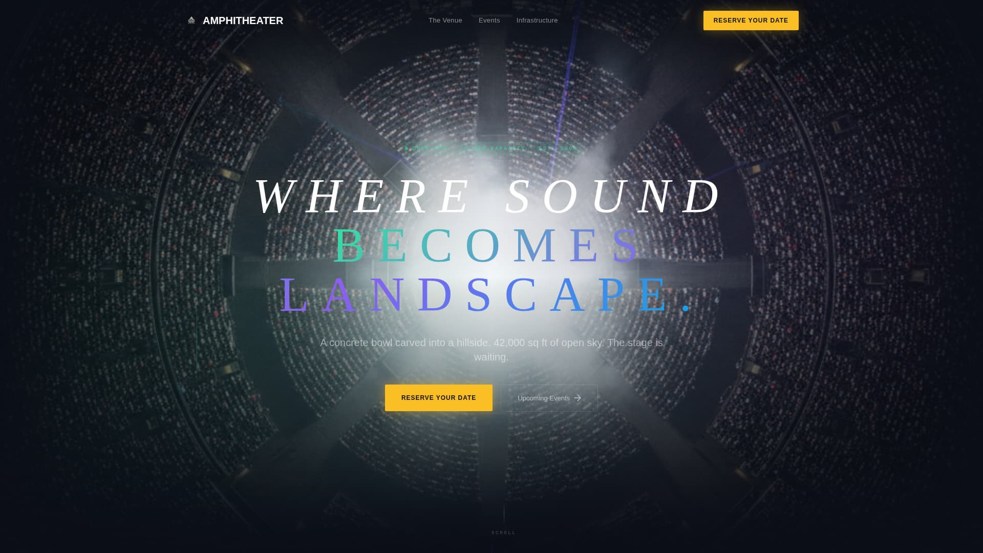 Amphitheater - Electrifying Venue Landing Page Template
