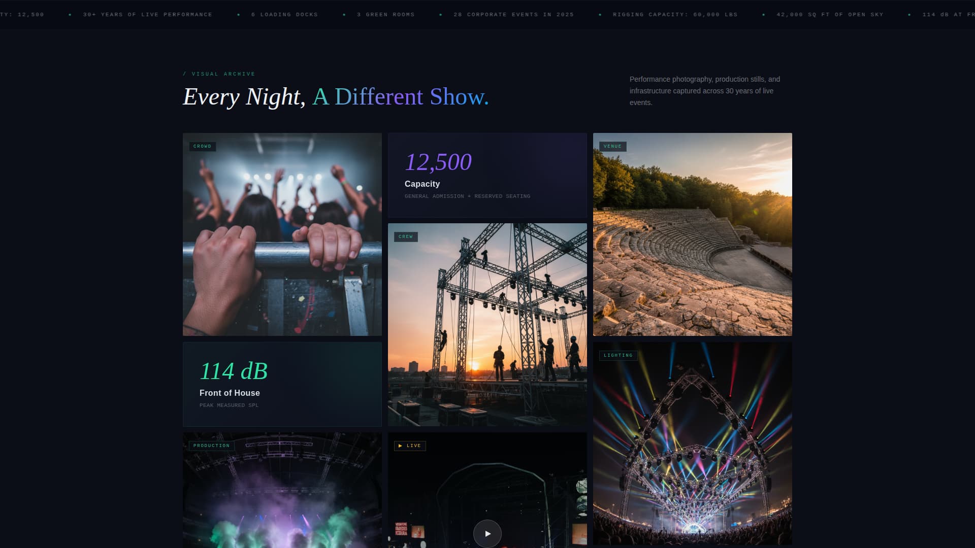 Amphitheater - Electrifying Venue Landing Page Template