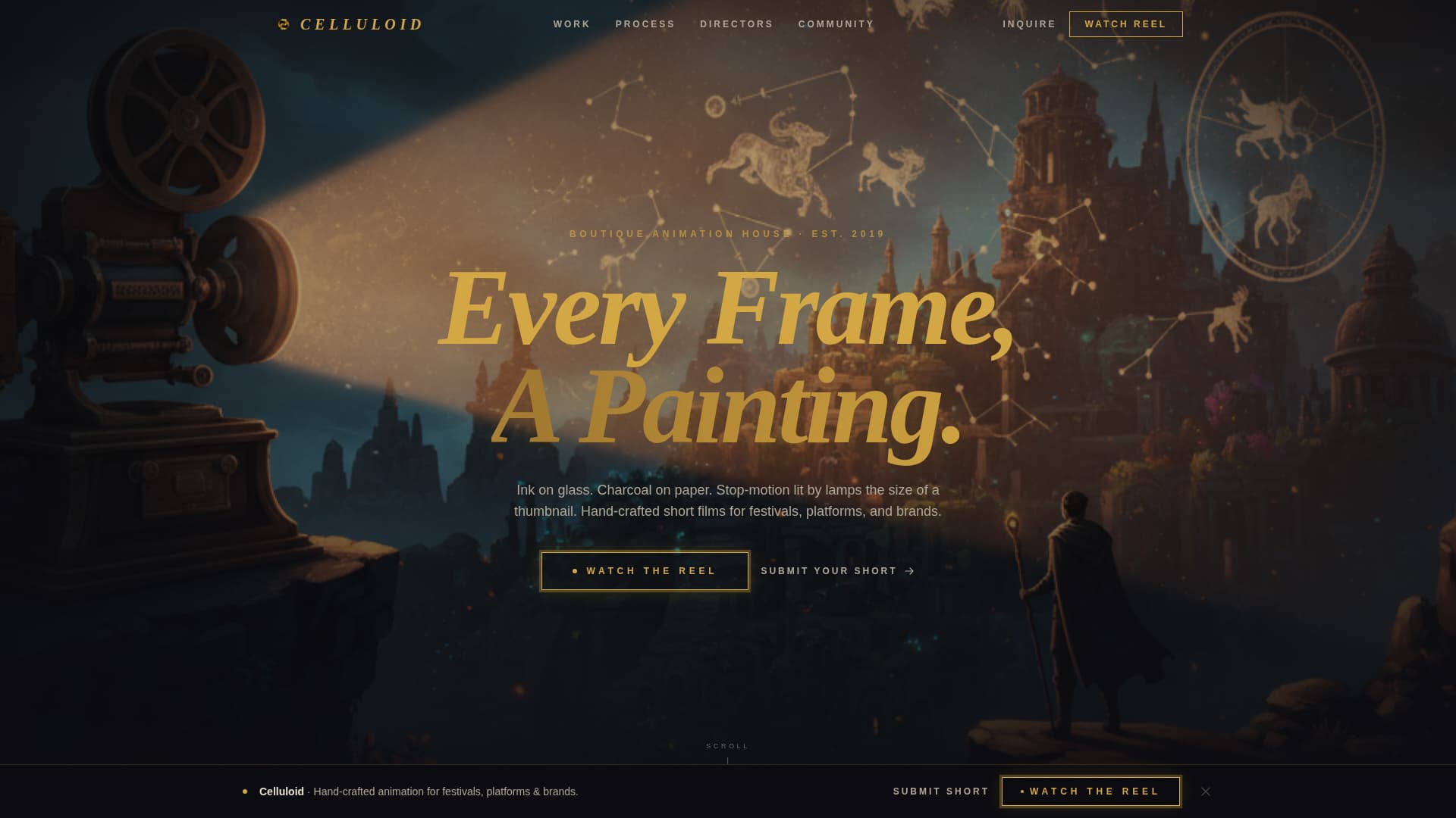 Celluloid - Cinematic Animation Landing Page Template