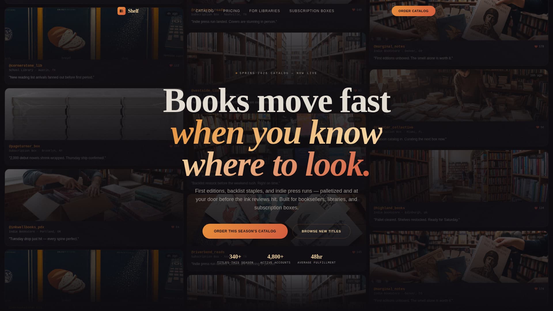 Shelf - Immersive Bookdistribution Landing Page Template
