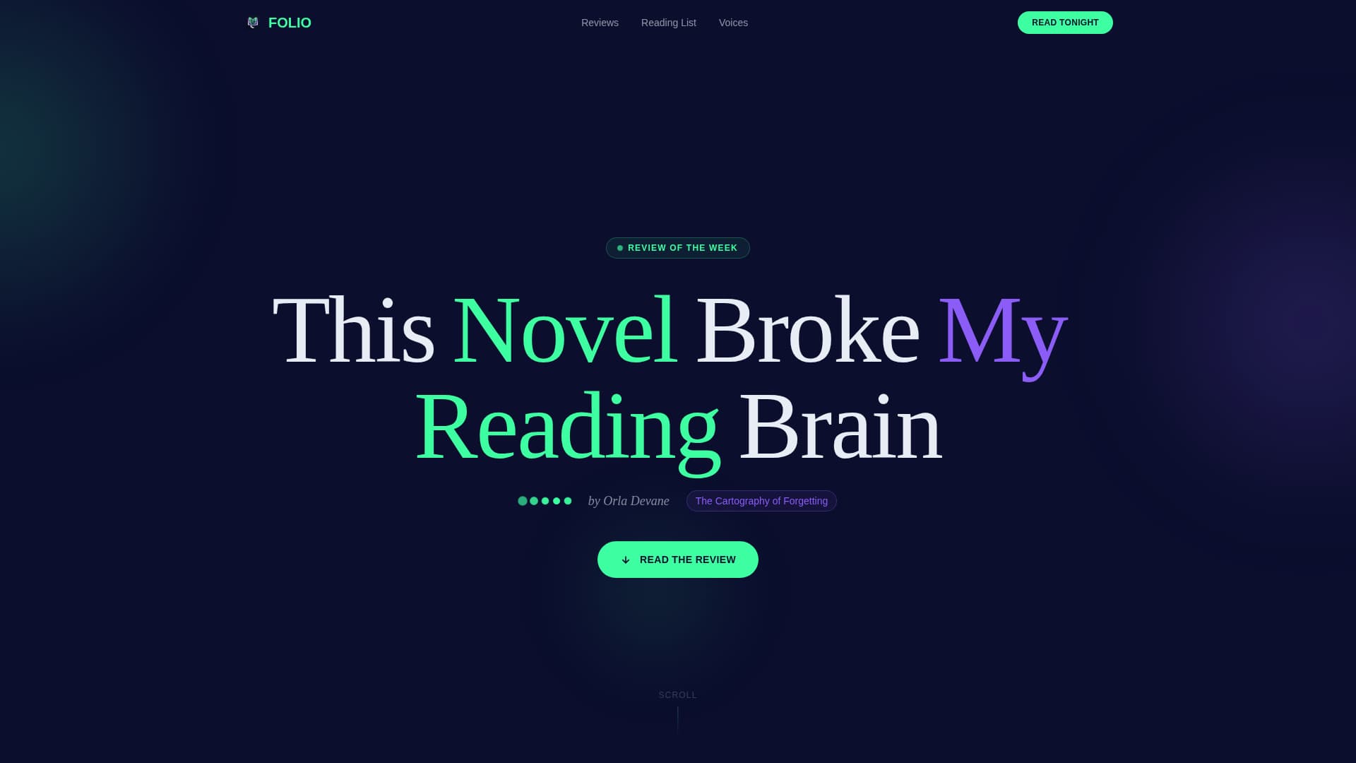 Folio - Electrifying Bookreview Landing Page Template