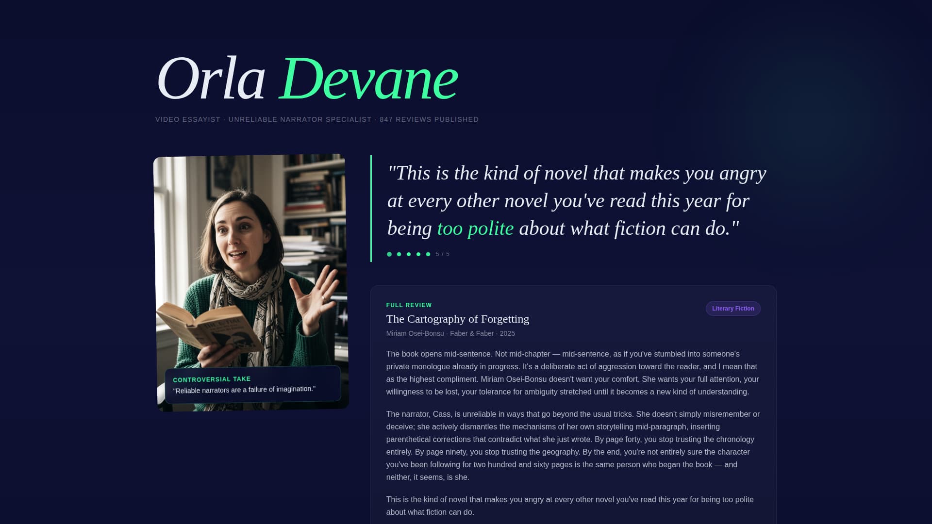 Folio - Electrifying Bookreview Landing Page Template