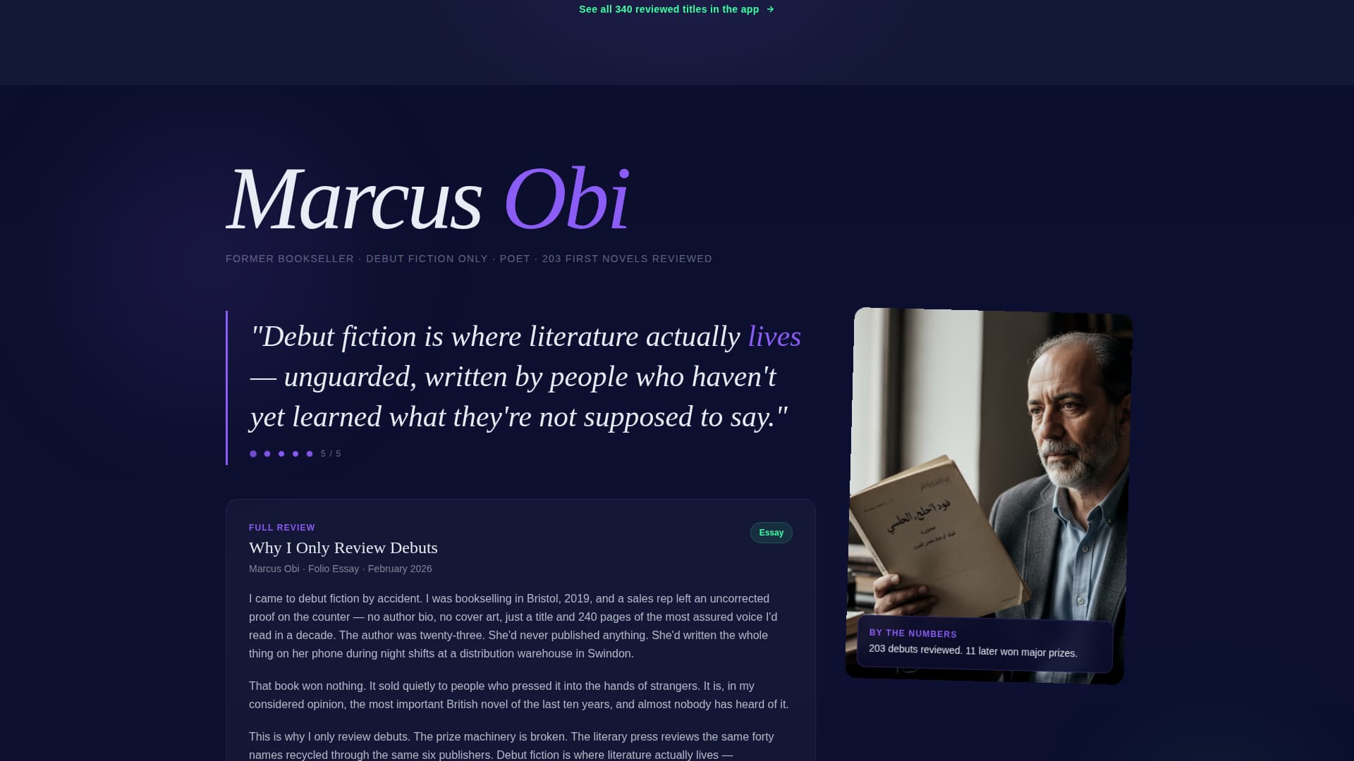 Folio - Electrifying Bookreview Landing Page Template