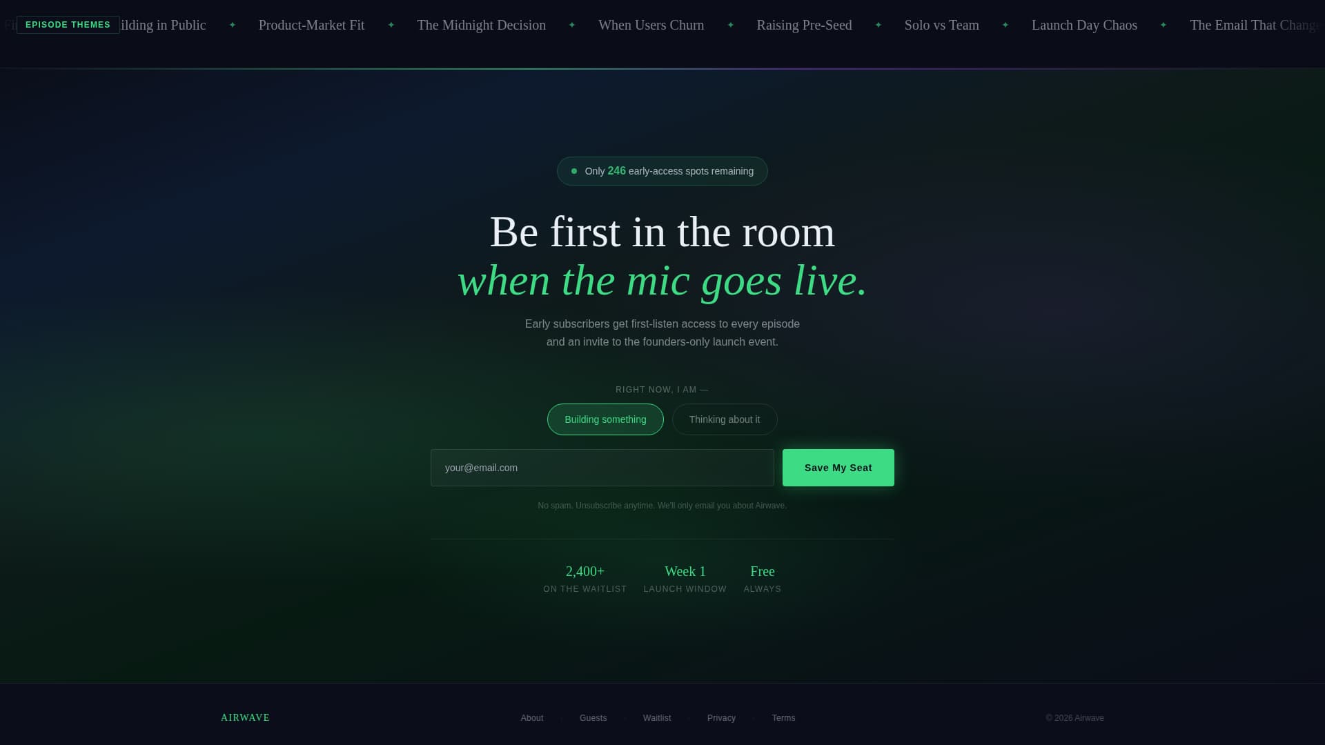 Airwave - Immersive Entrepreneurship Landing Page Template
