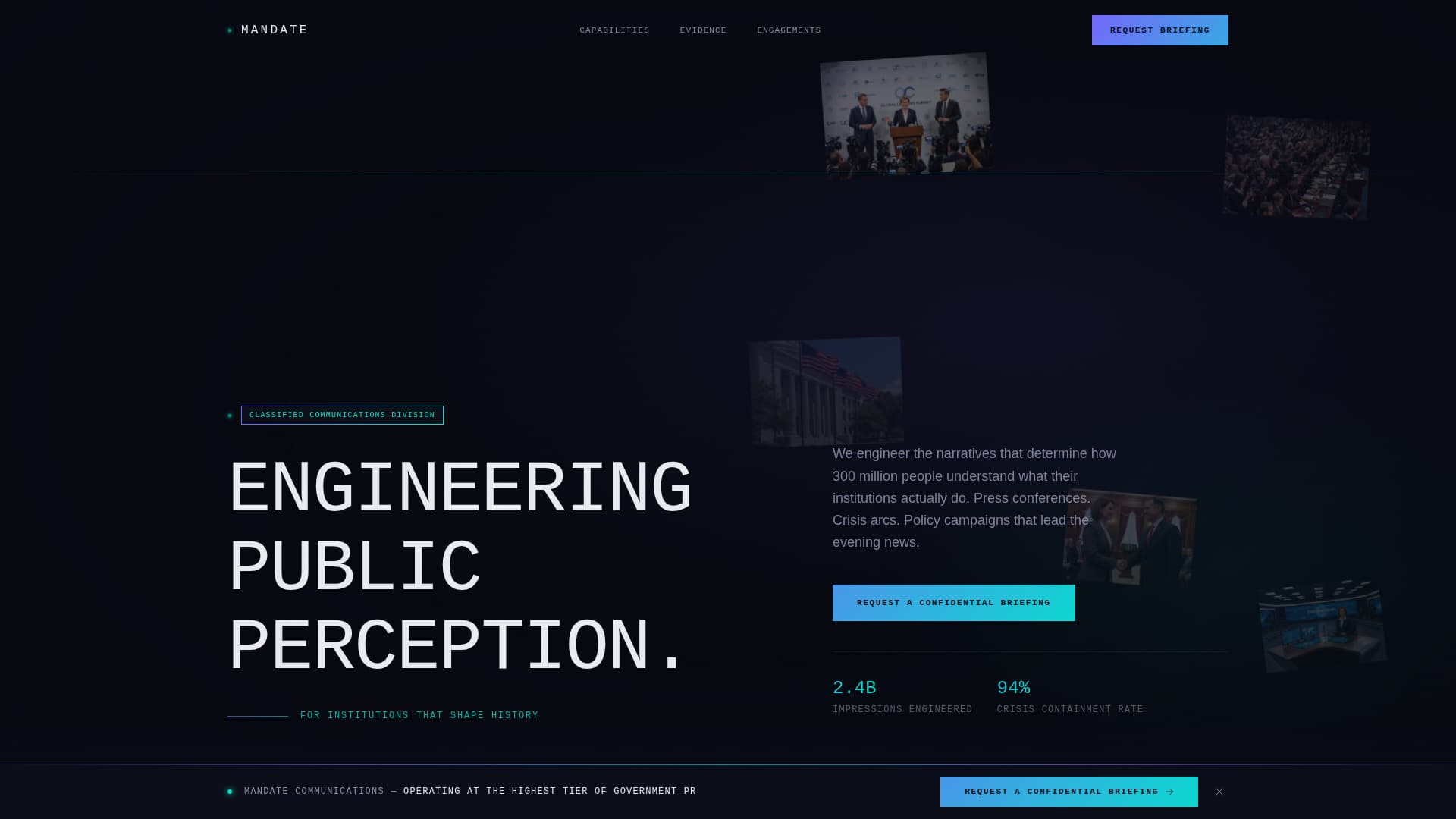 Mandate - Authoritative Government PR Landing Page Template