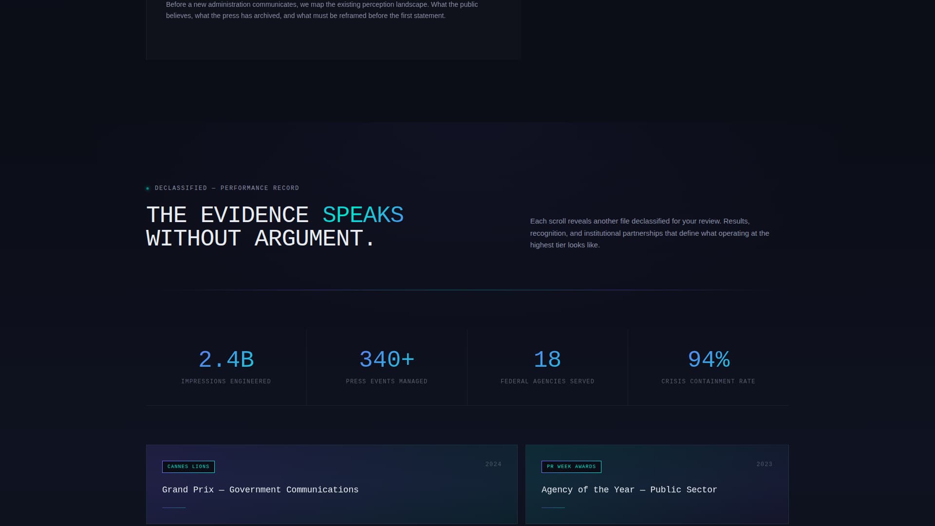 Mandate - Authoritative Government PR Landing Page Template
