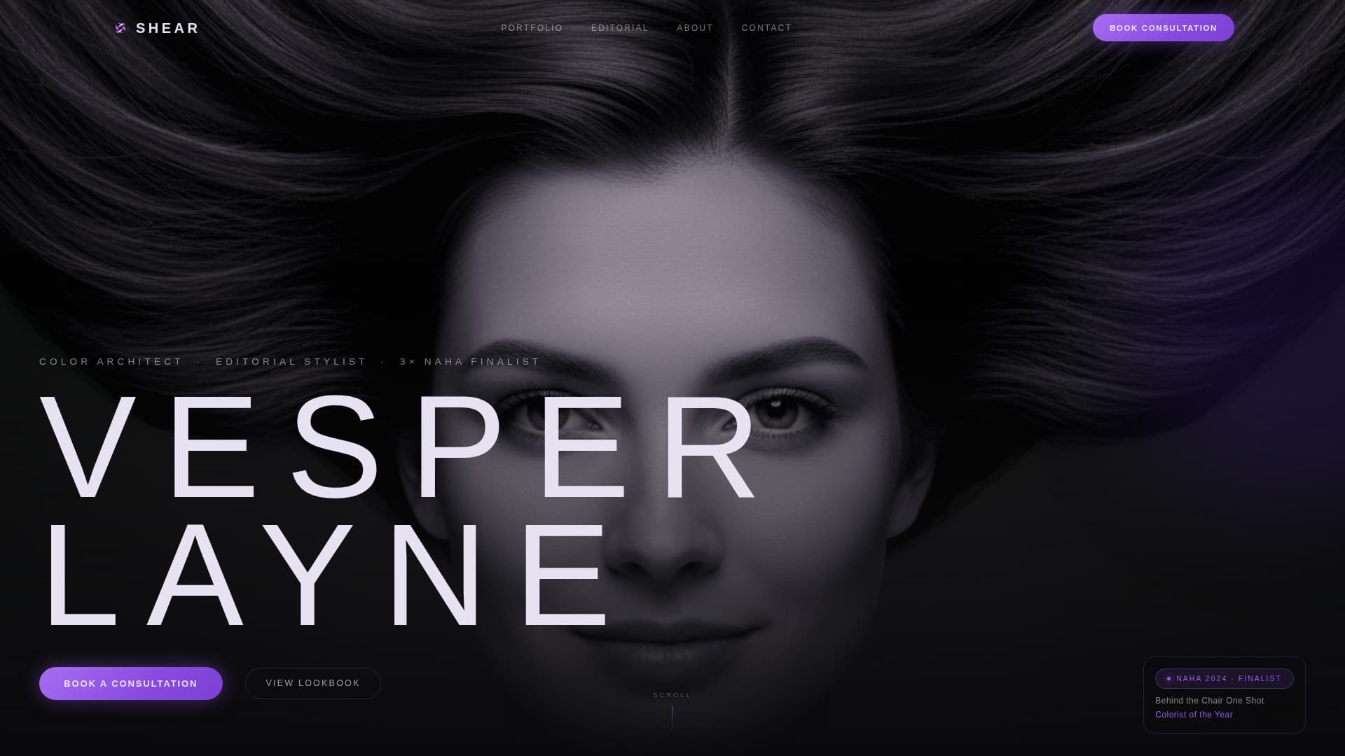Shear - Awardwinning Stylist Landing Page Template