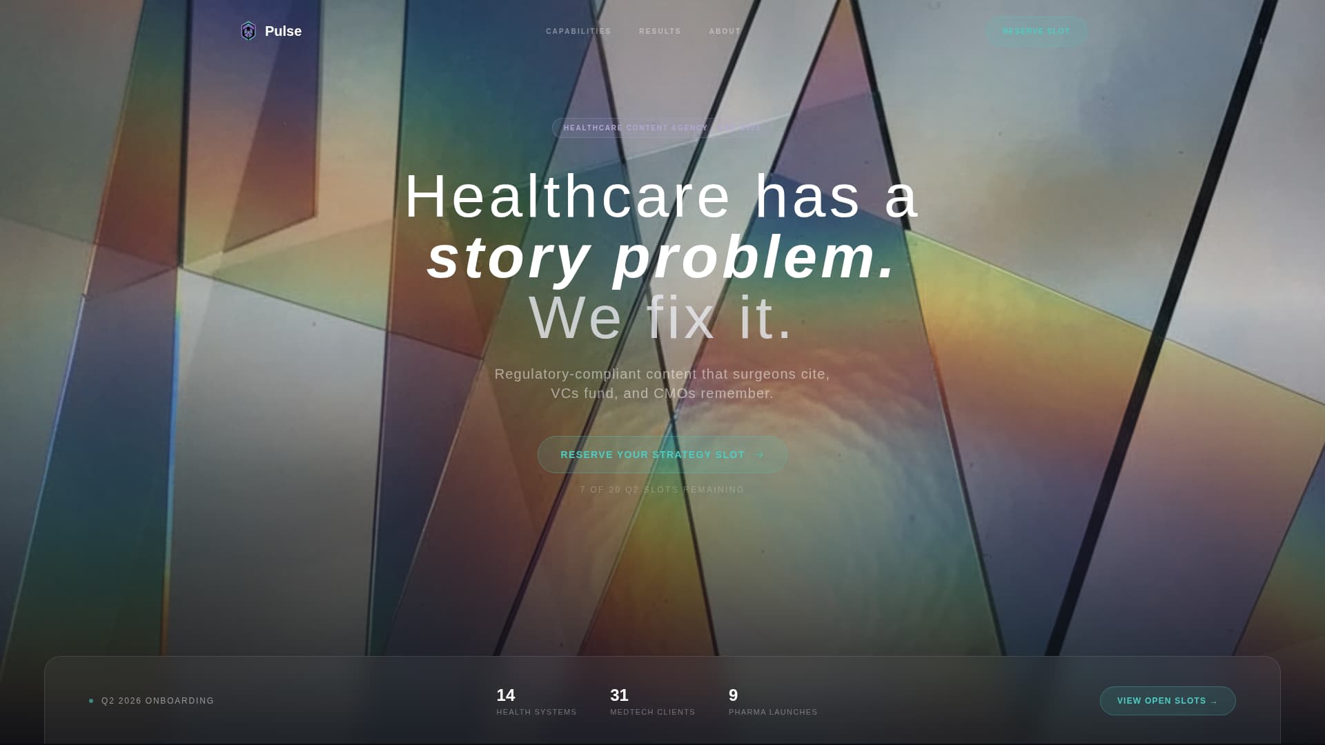 Pulse - Iridescent Healthcare Landing Page Template