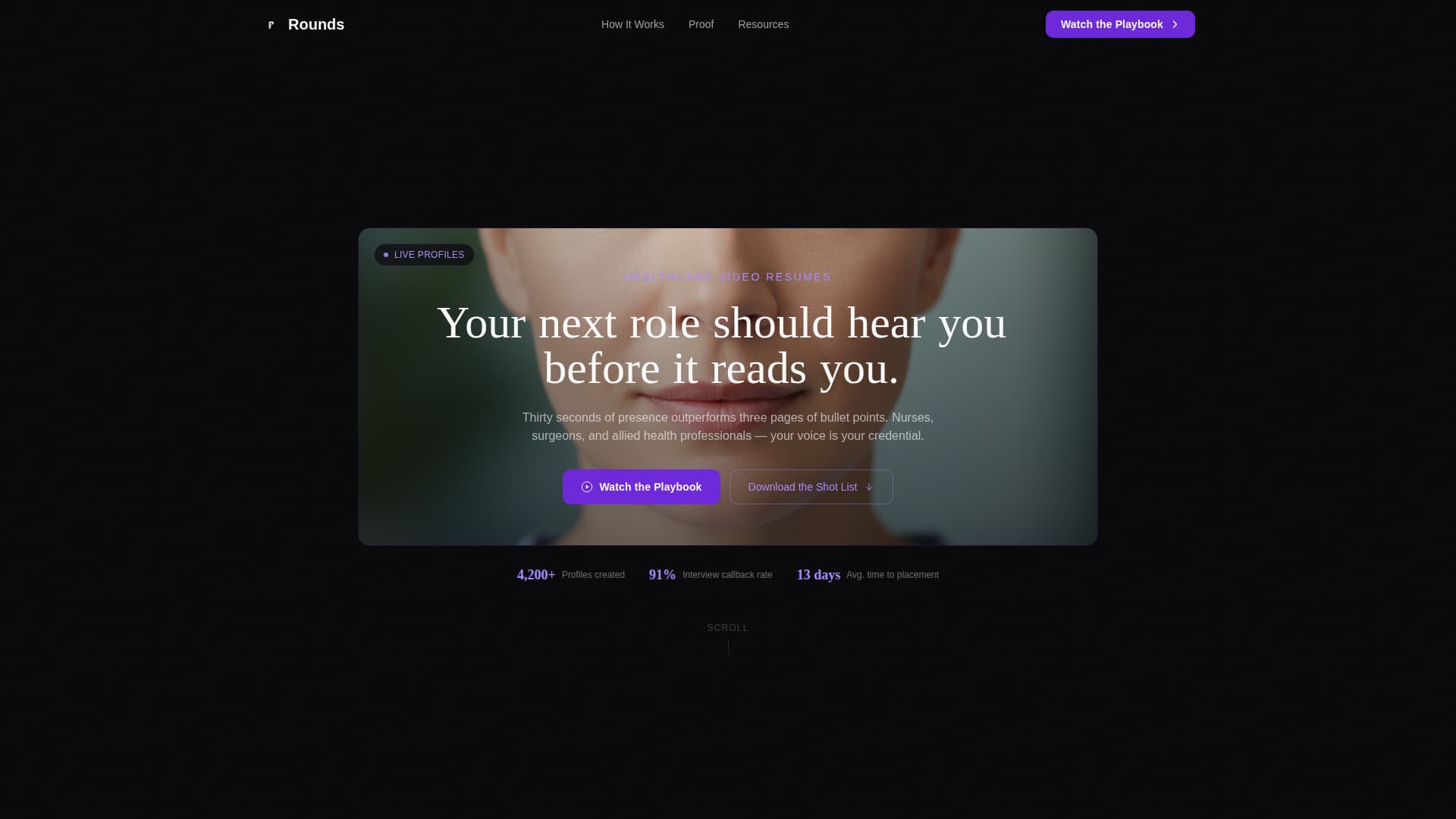 Rounds - Compelling Healthcareprofessional Landing Page Template
