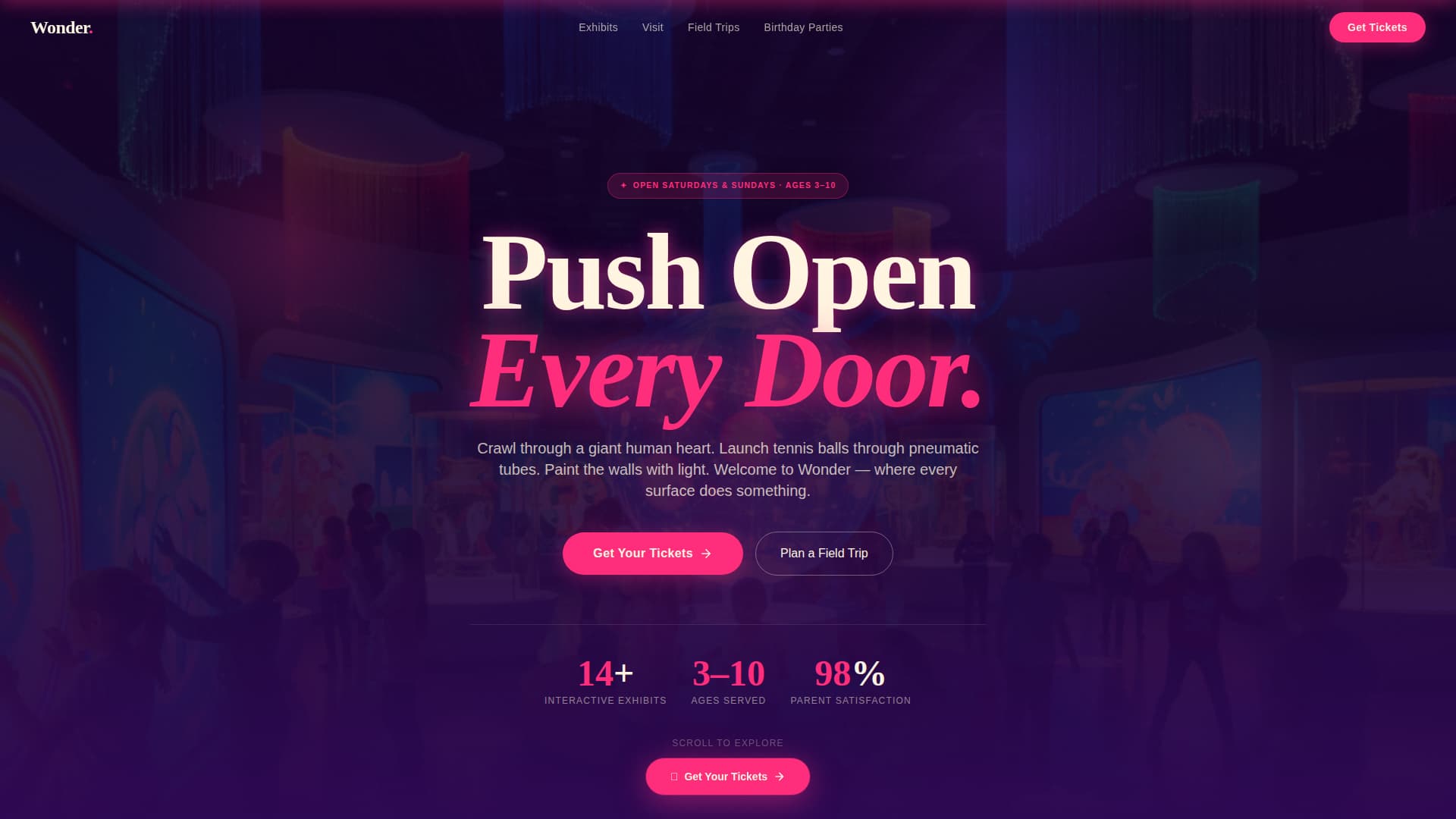 Discovery - Kinetic Museum Landing Page Template