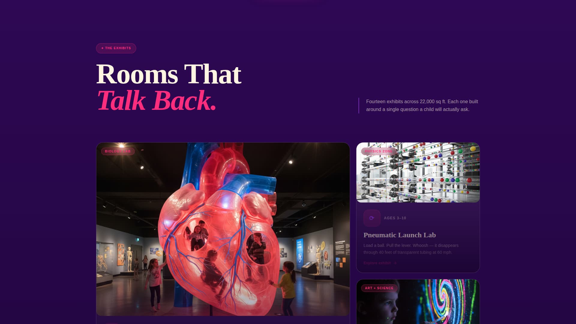 Discovery - Kinetic Museum Landing Page Template