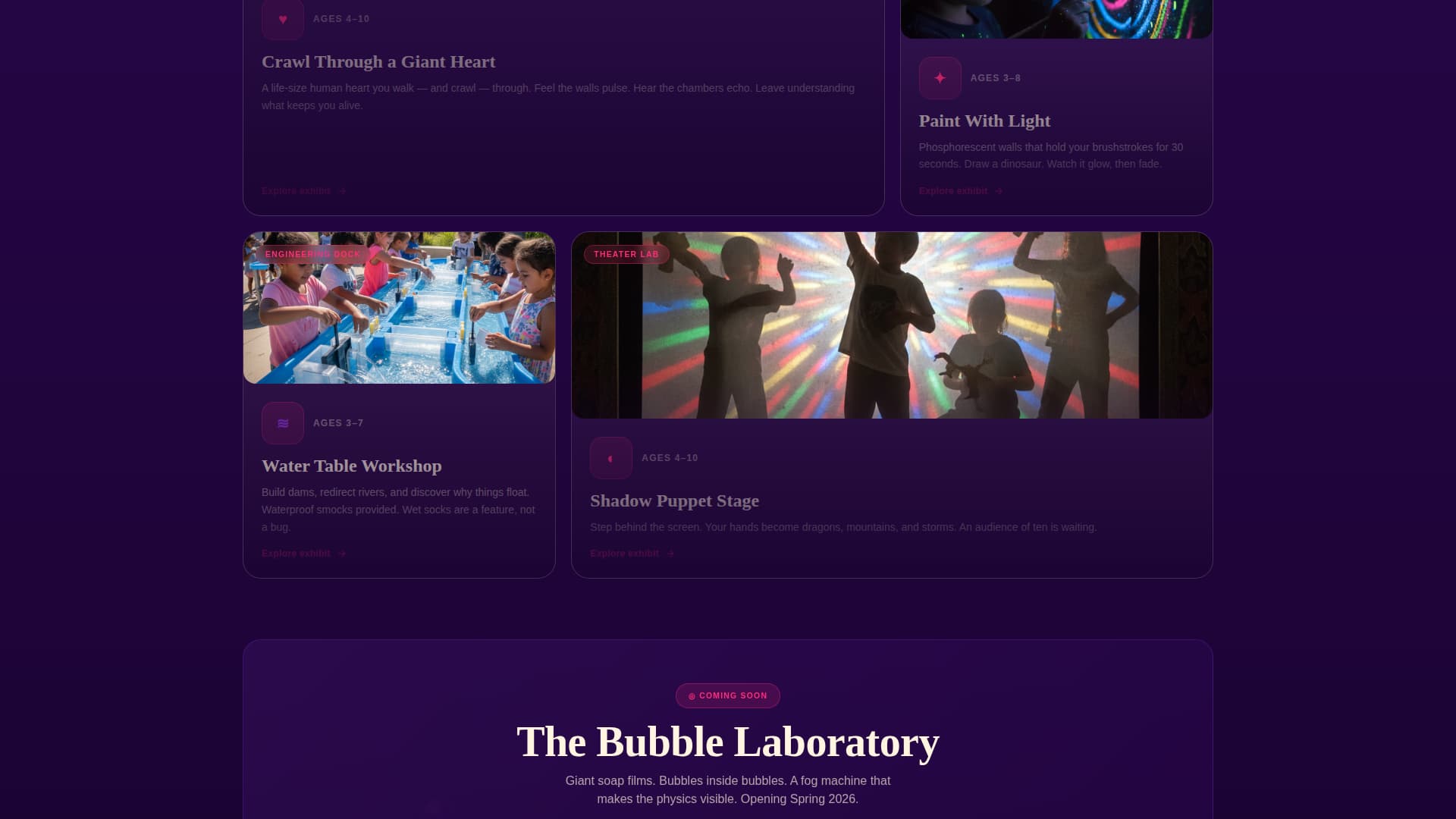 Discovery - Kinetic Museum Landing Page Template