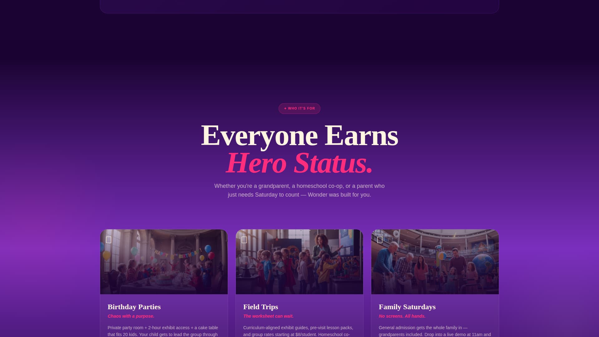 Discovery - Kinetic Museum Landing Page Template