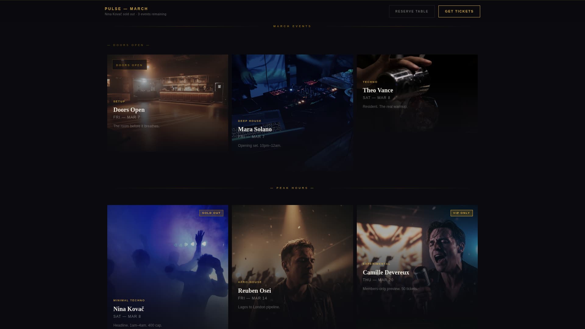 Pulse - Immersive Venue Landing Page Template