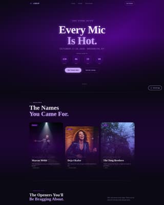 Lineup - Electrifying Comedyfestival Landing Page Template