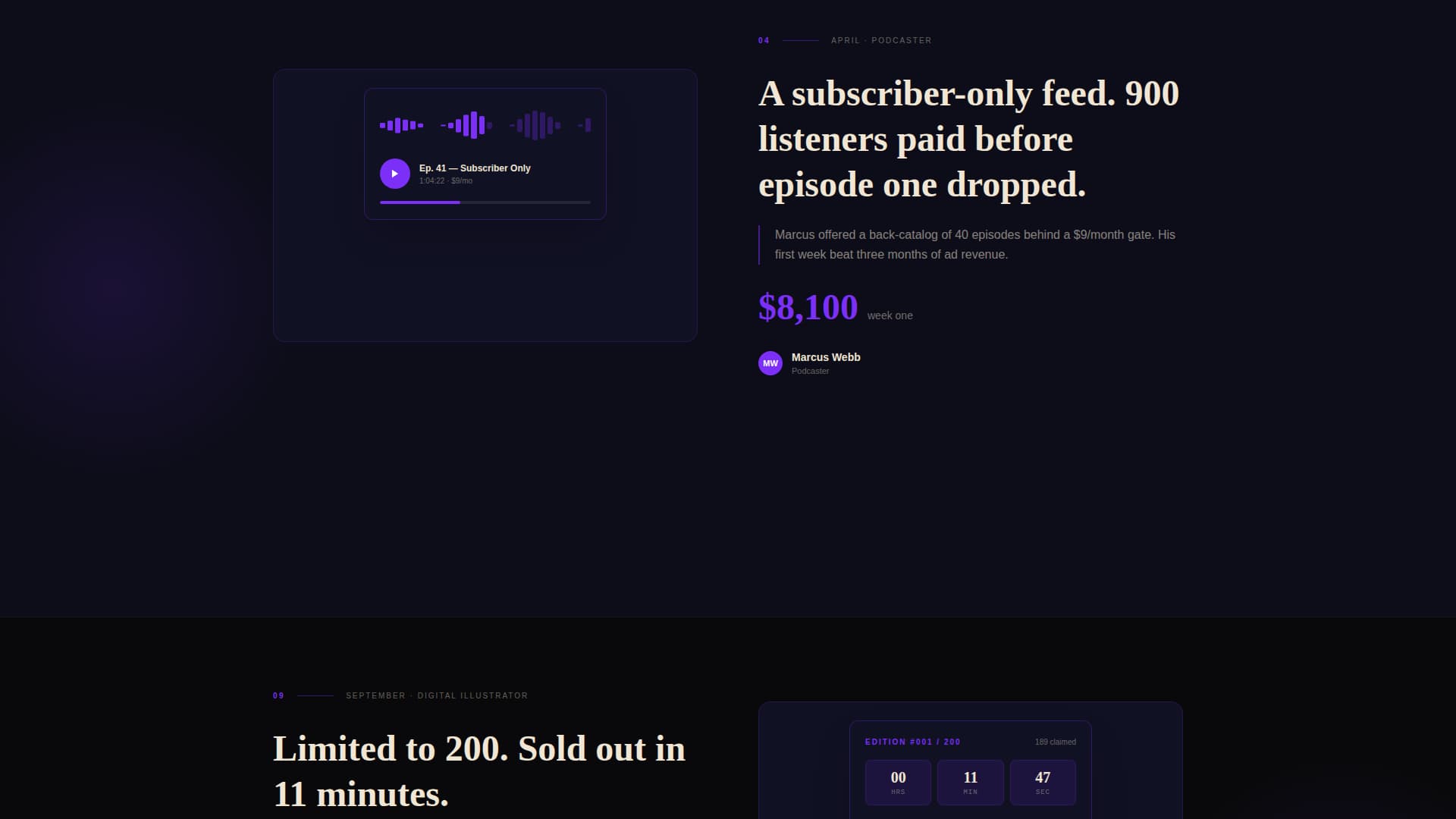 Mint - Cinematic Creatormonetization Landing Page Template