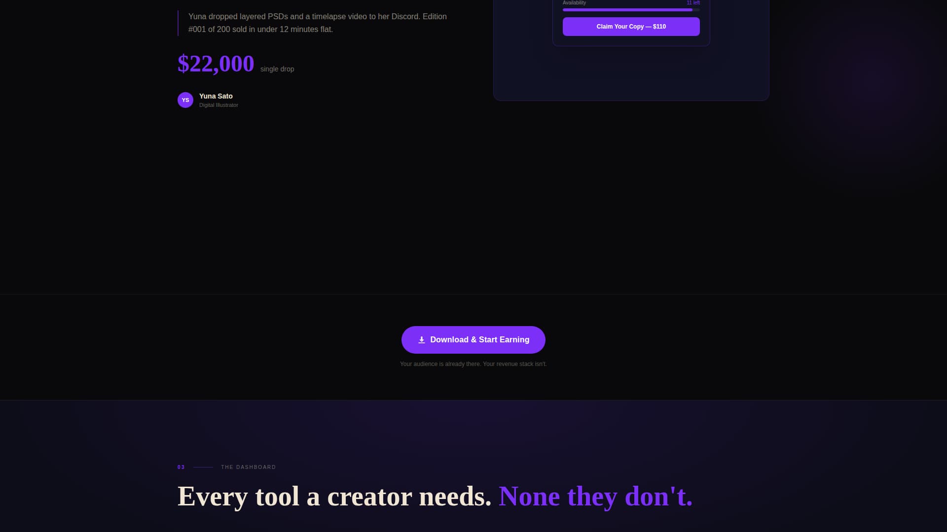 Mint - Cinematic Creatormonetization Landing Page Template