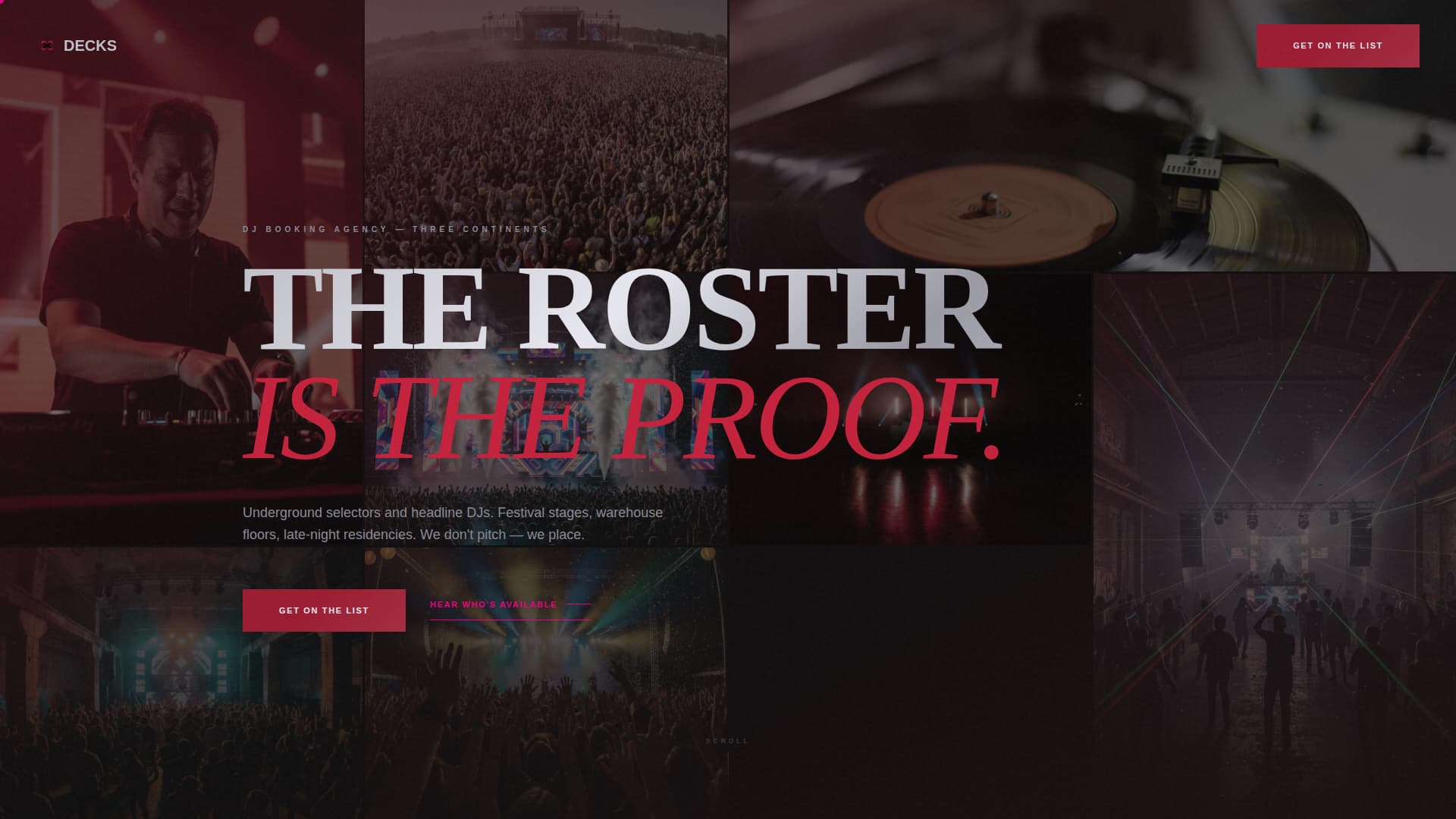 Decks - Electric DJ Booking Landing Page Template