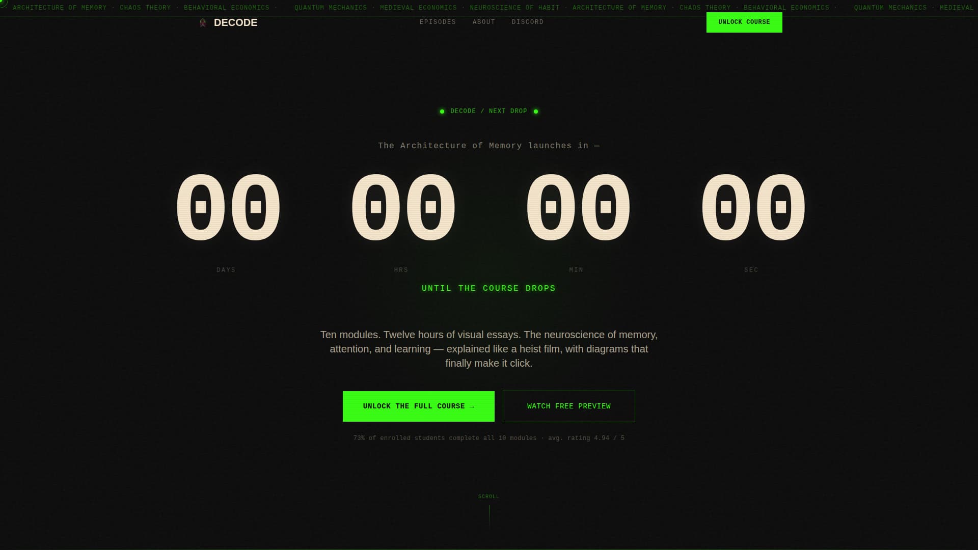 Decode - Cinematic Educational Landing Page Template