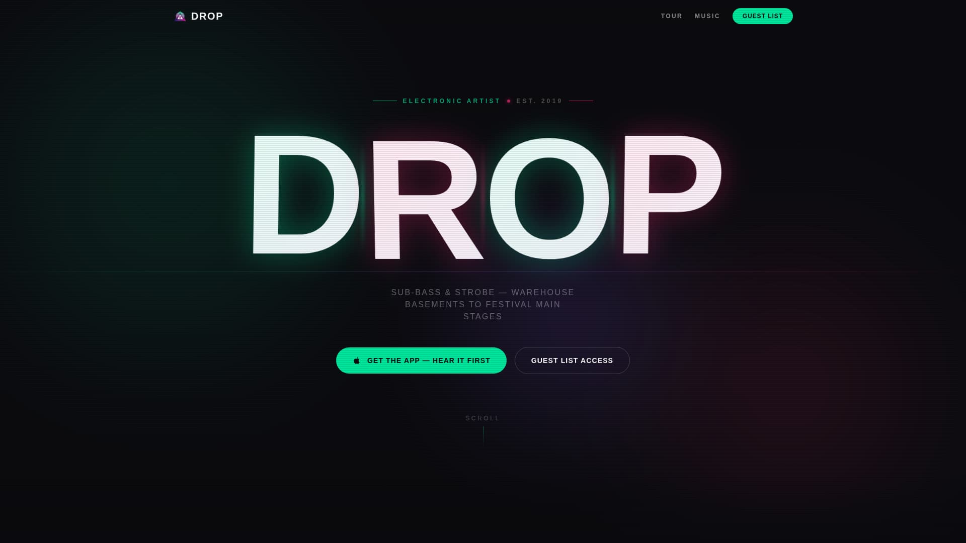 Drop - Electric DJ Artist Landing Page Template